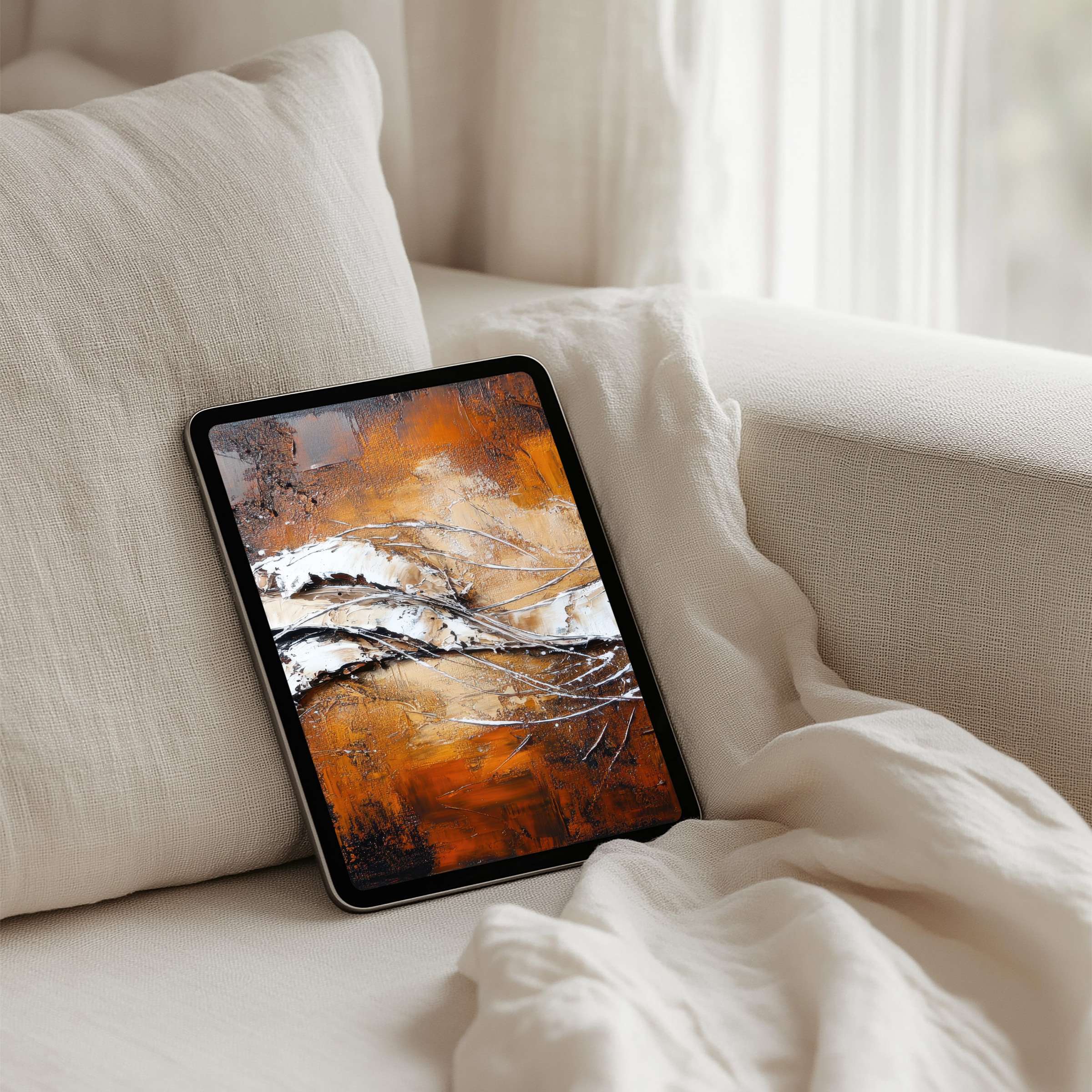 Warm abstract art iPad background enhances calm and elegance, perfect for instant download on any tablet inspiring mindfulness
