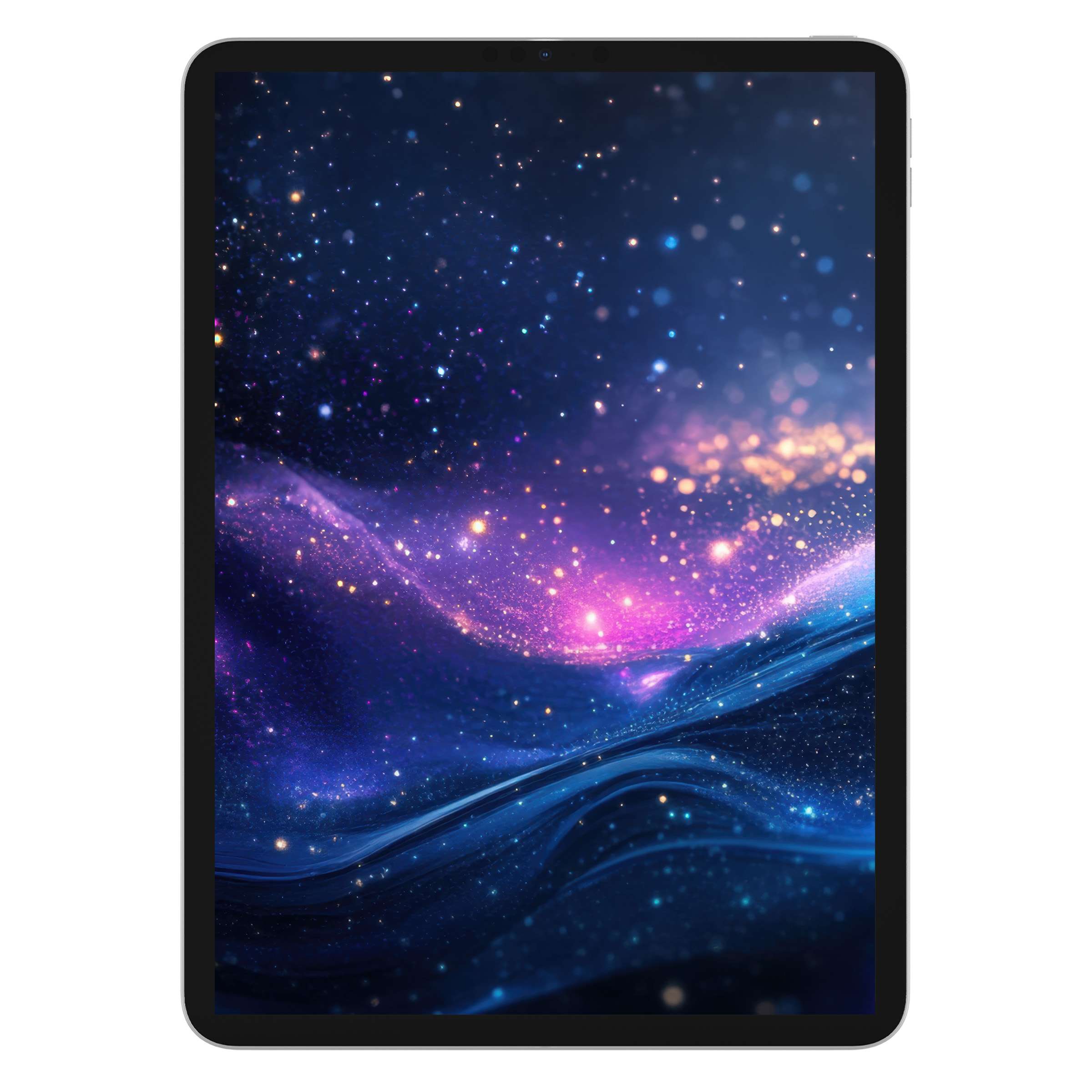 Elegant modern iPad wallpaper featuring a dreamy galaxy-inspired digital download background with starry textures for tablet screens