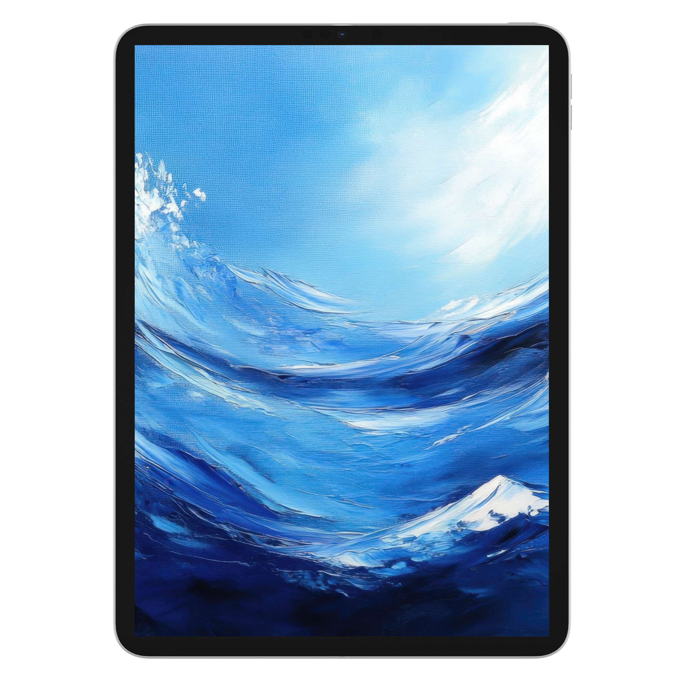 Inspiring modern iPad wallpaper featuring elegant blue ocean waves; perfect digital download for calming tablet background aesthetics