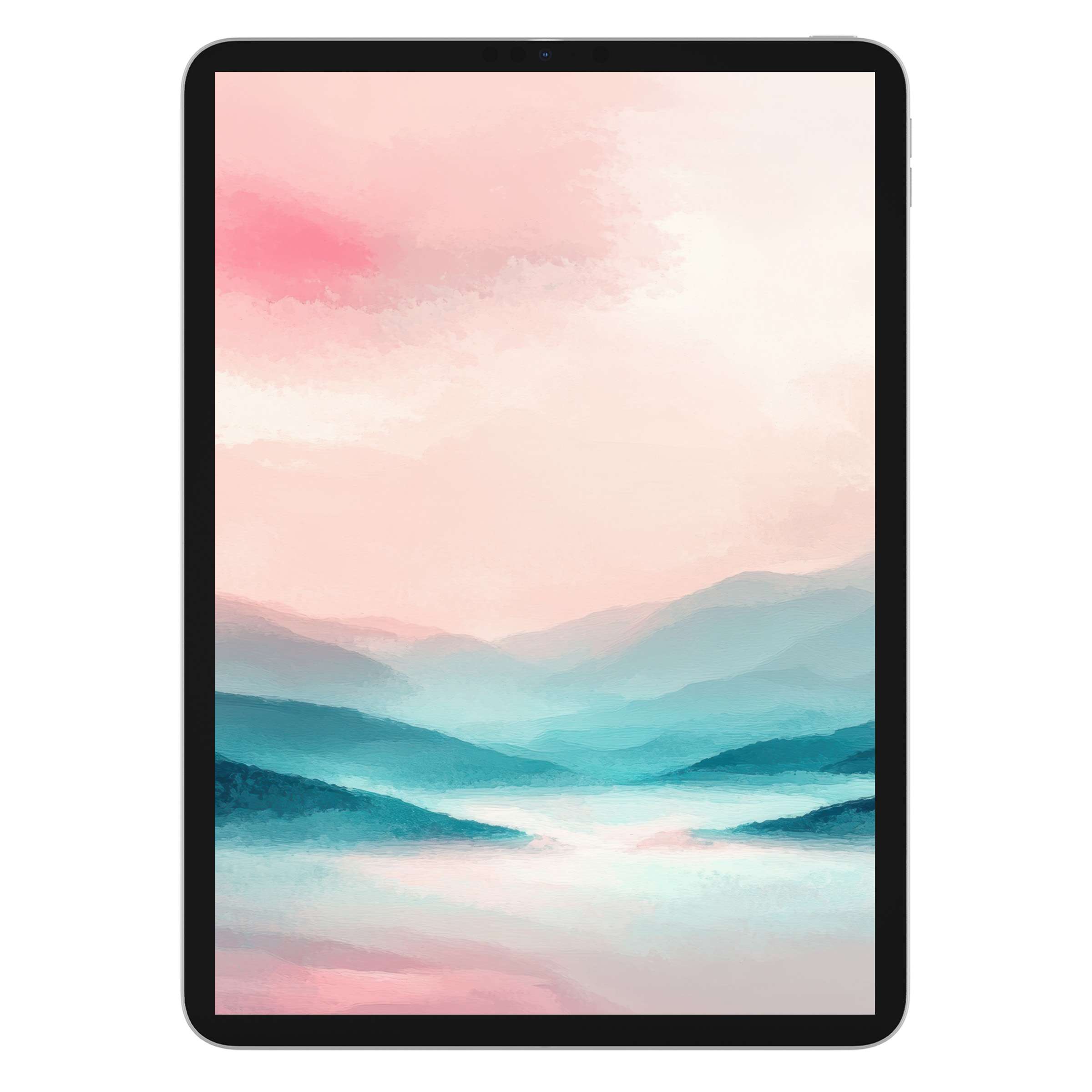 Soft pastel landscape creates a calming modern iPad wallpaper that enriches any tablet background with aesthetic digital download appeal
