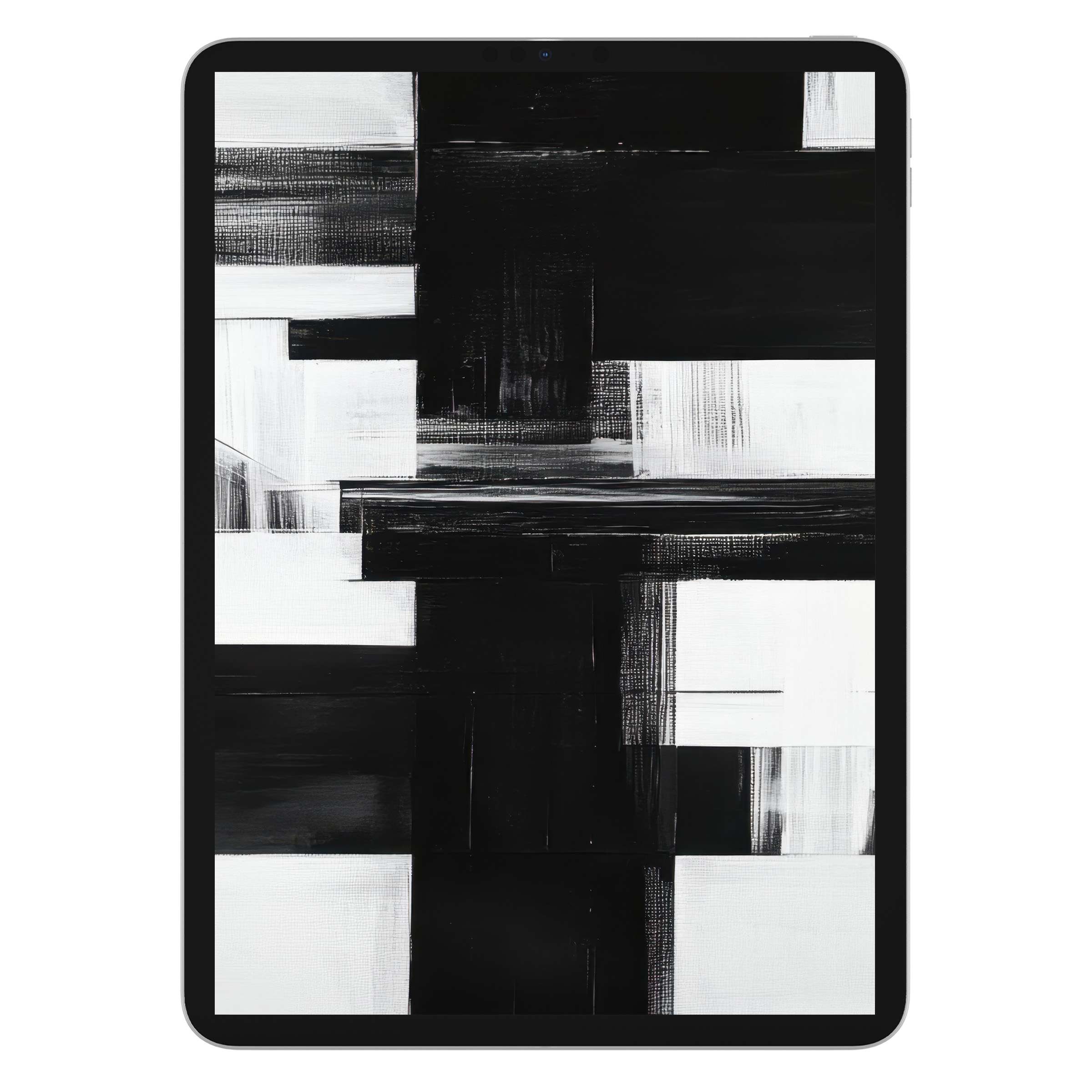 Abstract black and white modern iPad wallpaper enhances any tablet with a calming geometric background digital download suitable for Android