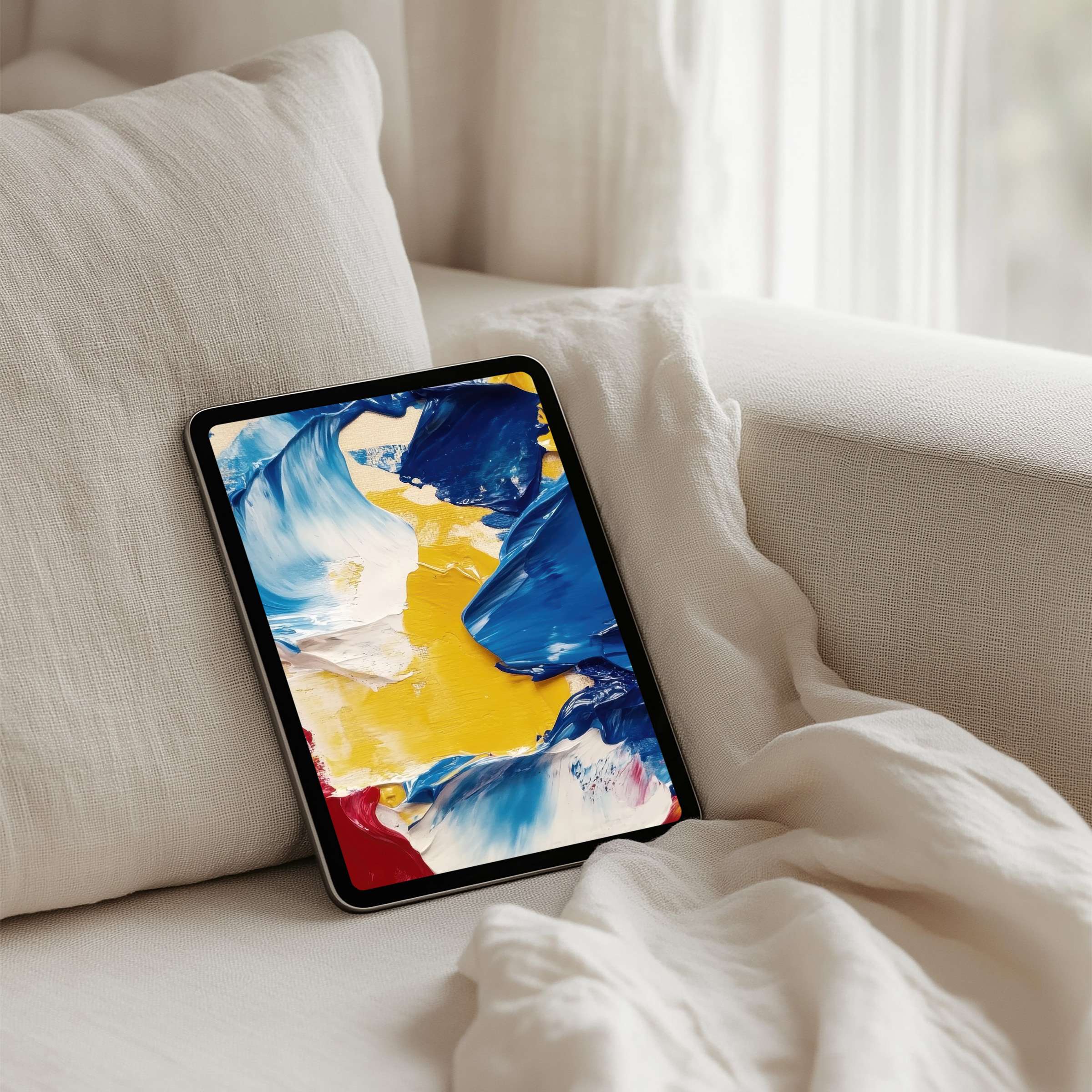 Vibrant abstract brushstrokes iPad background adding elegance to any tablet setting instant download inspires calm and mindfulness