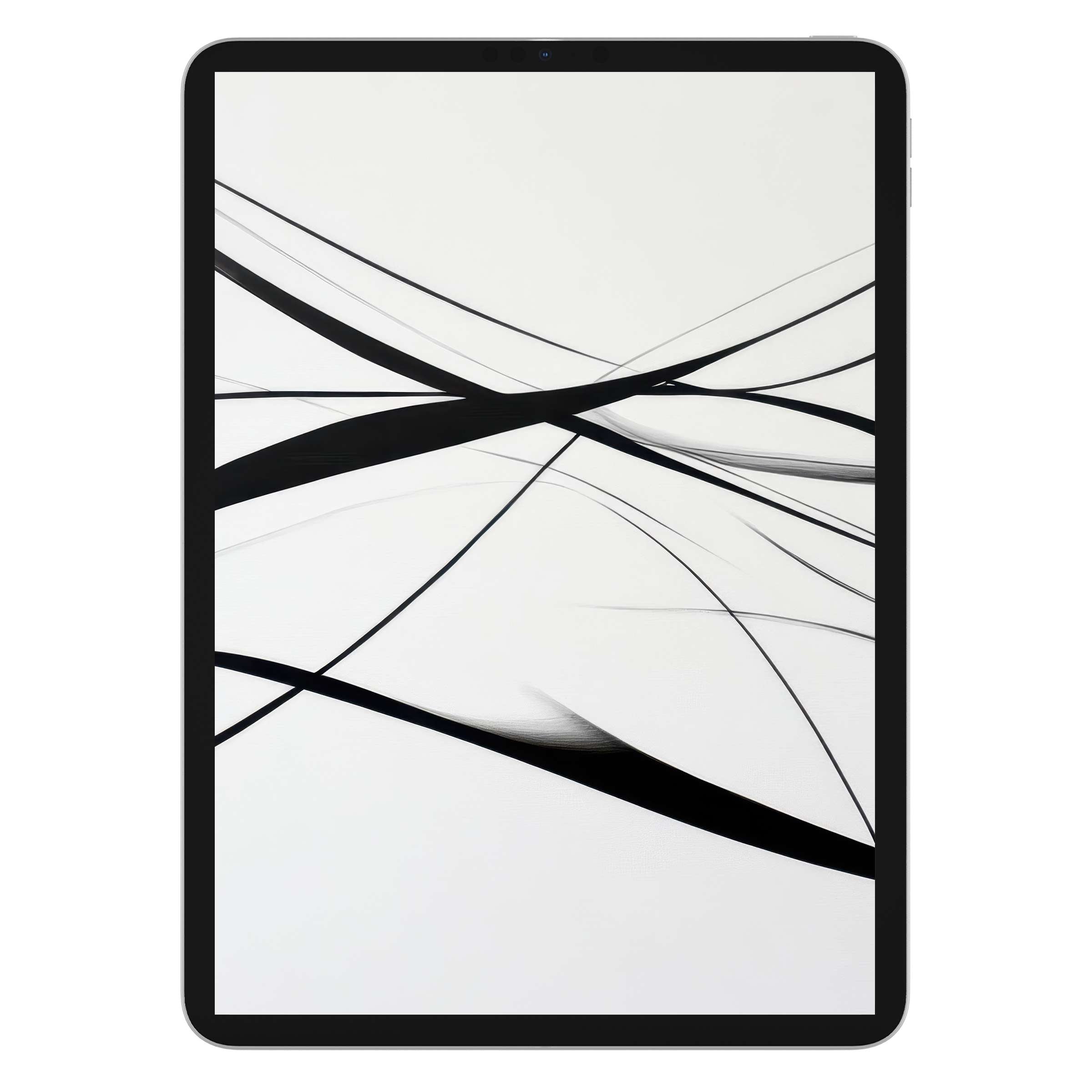 Modern iPad wallpaper featuring minimalist black and white abstract lines evokes calm elegance perfect for any tablet background digital download