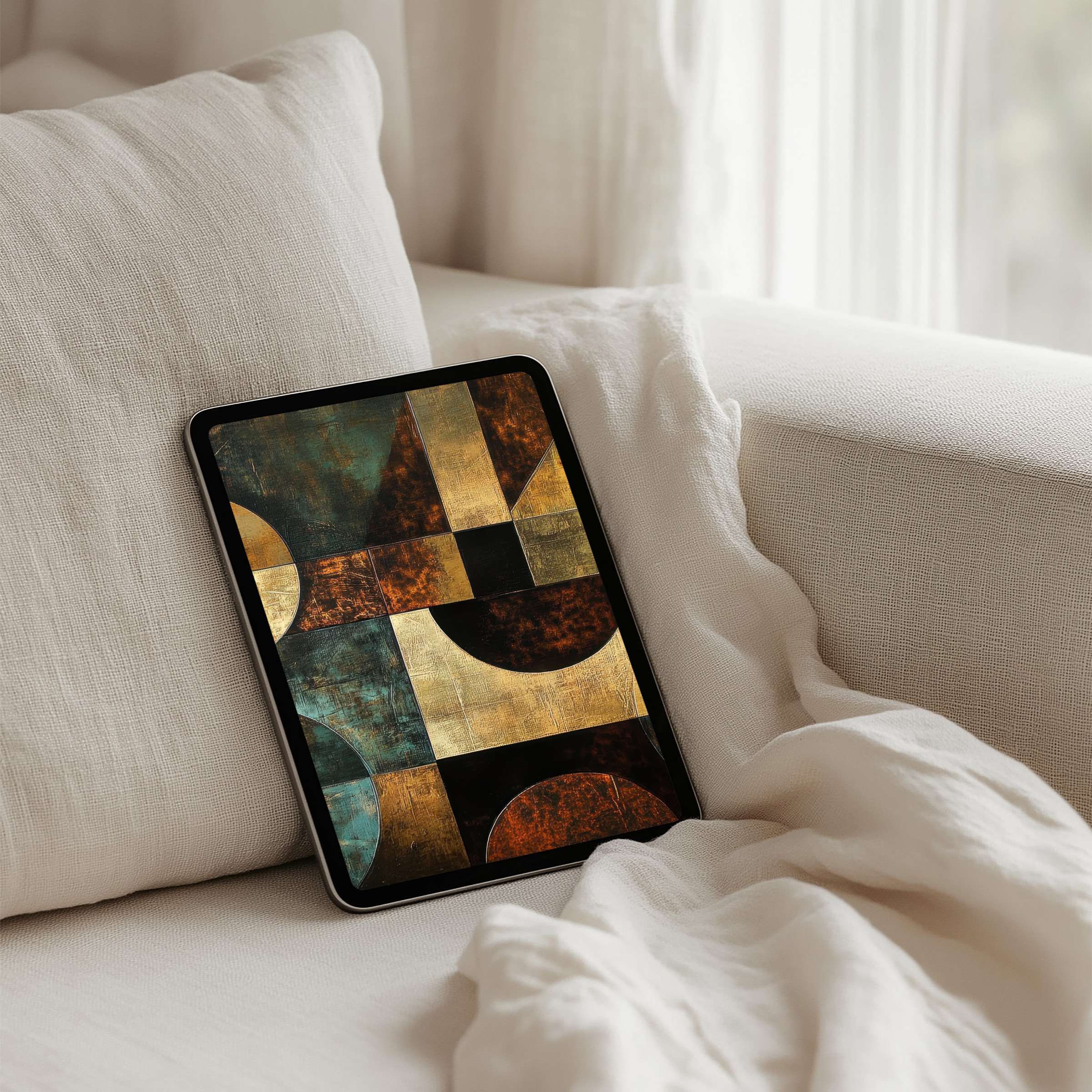 Elegant geometric iPad background, perfect for inspiring calm and beauty, available for instant download, fits all tablets