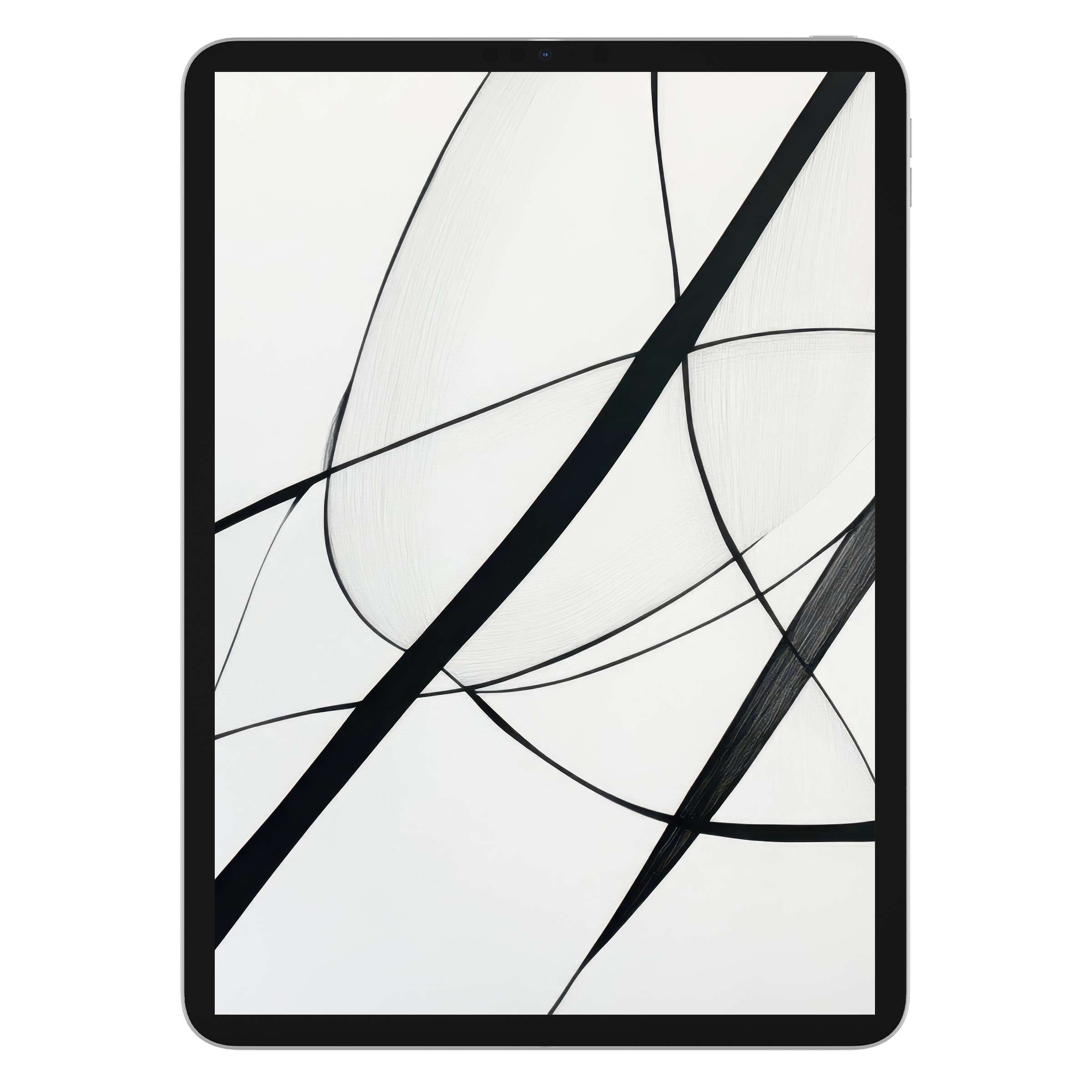 Elegant modern iPad wallpaper in abstract black and white lines perfect for tablet background digital download creates a serene ambiance