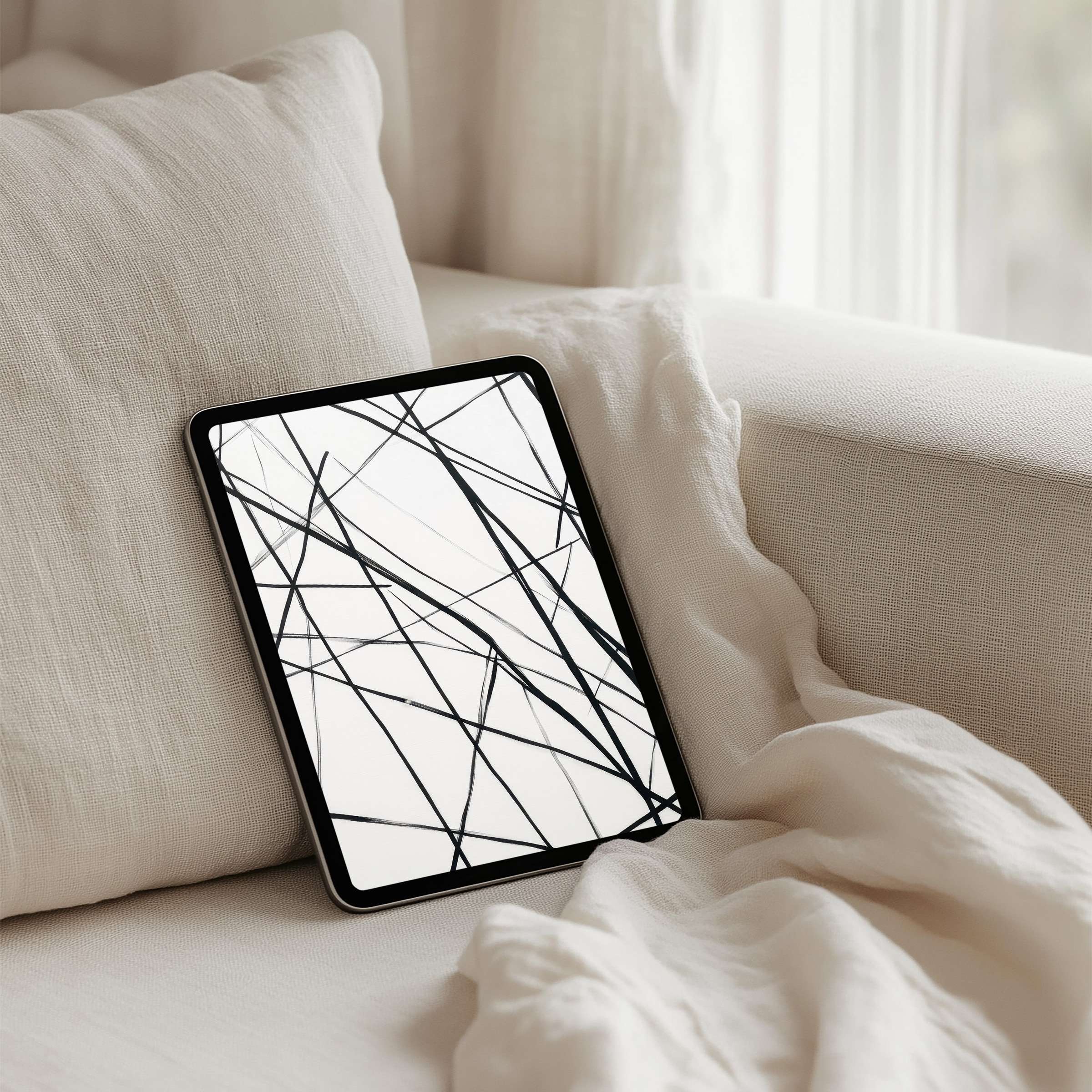 Elegant black and white abstract iPad background for instant download infuses calm and inspiration for any tablet user