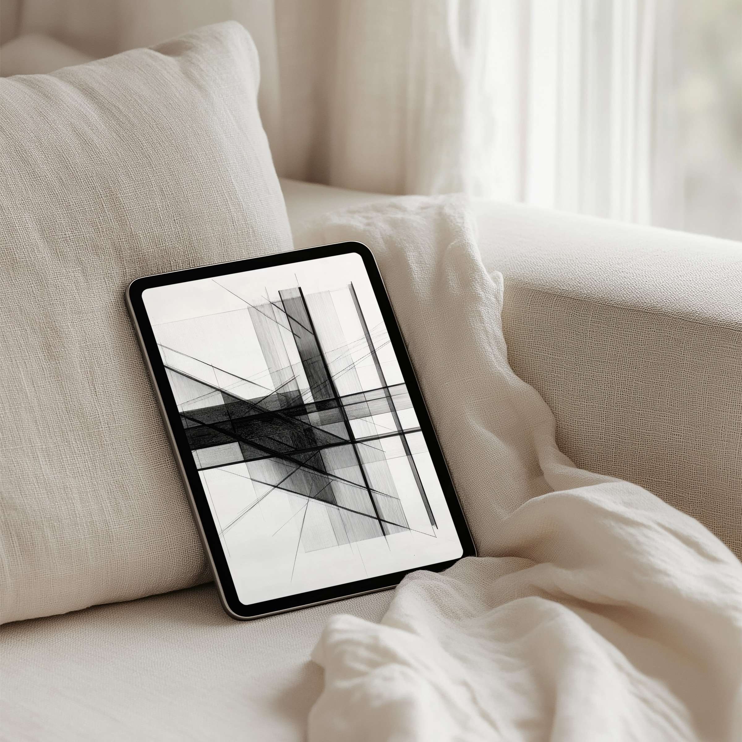 Calming abstract lines on an elegant iPad background for instant download perfect for tablet users seeking mindful inspiration