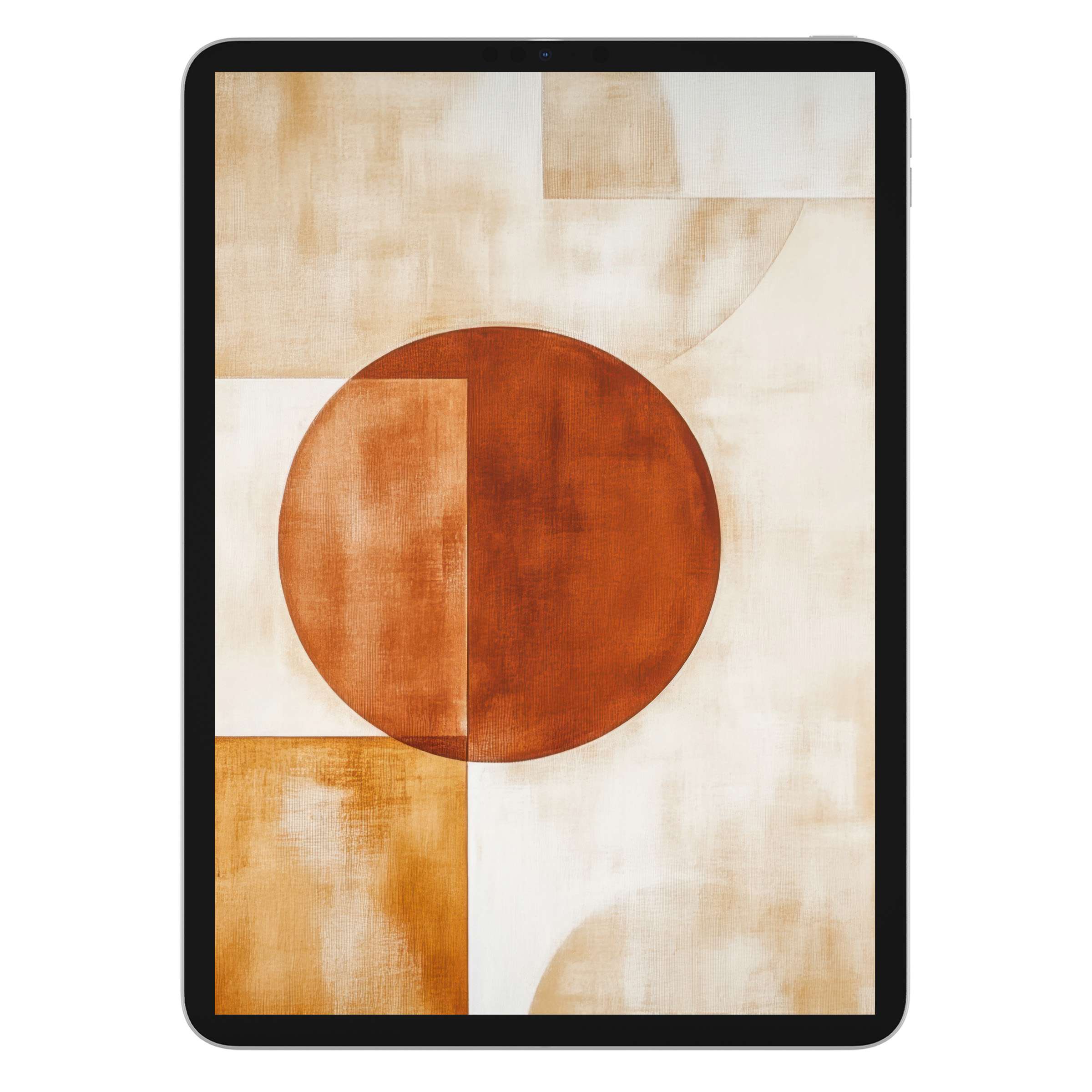 Modern iPad wallpaper with warm abstract geometric design, ideal digital download for elegant tablet background on Android devices