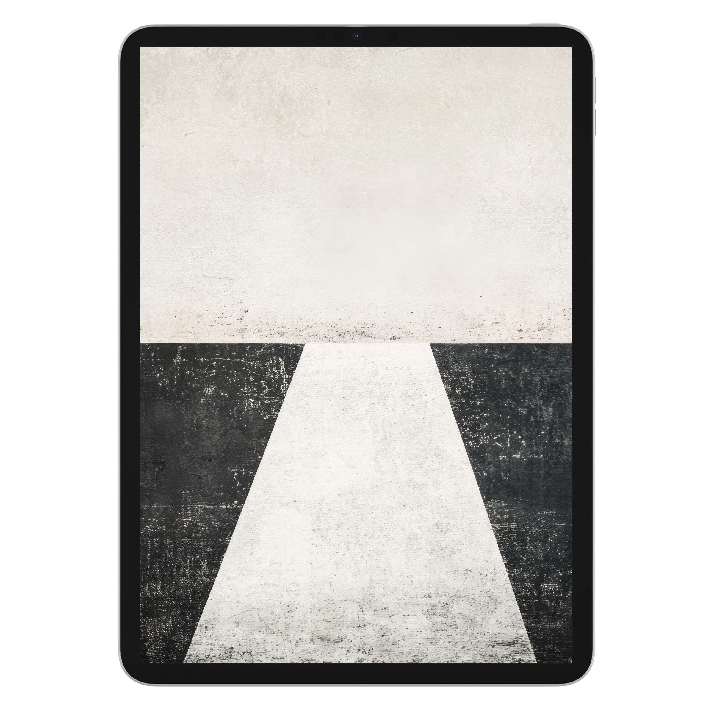 Modern iPad wallpaper with abstract geometric design in neutral tones, perfect tablet background for digital download and tranquility