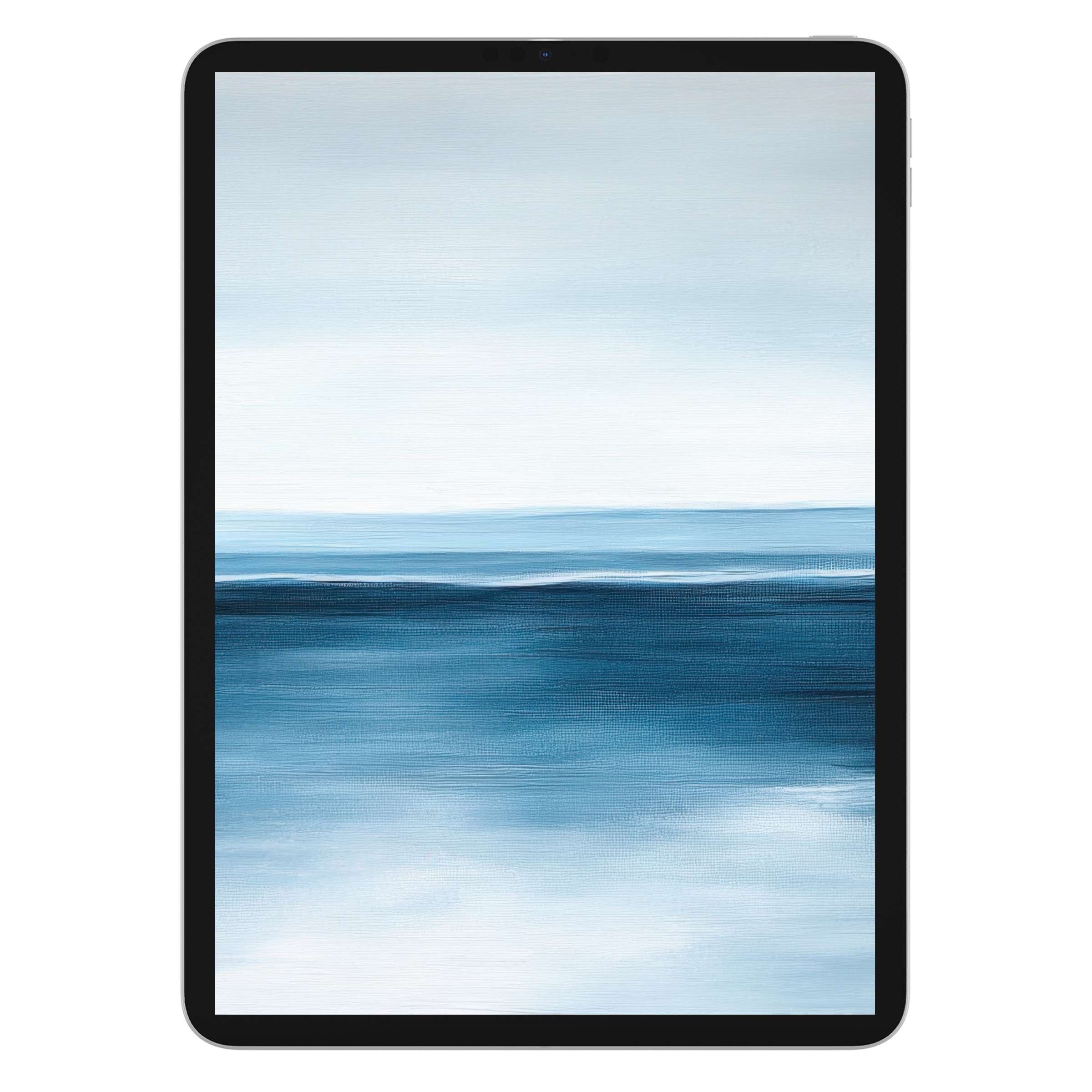 Modern iPad wallpaper with serene blue abstract waves, perfect digital download for tablet background, enhancing calm and style