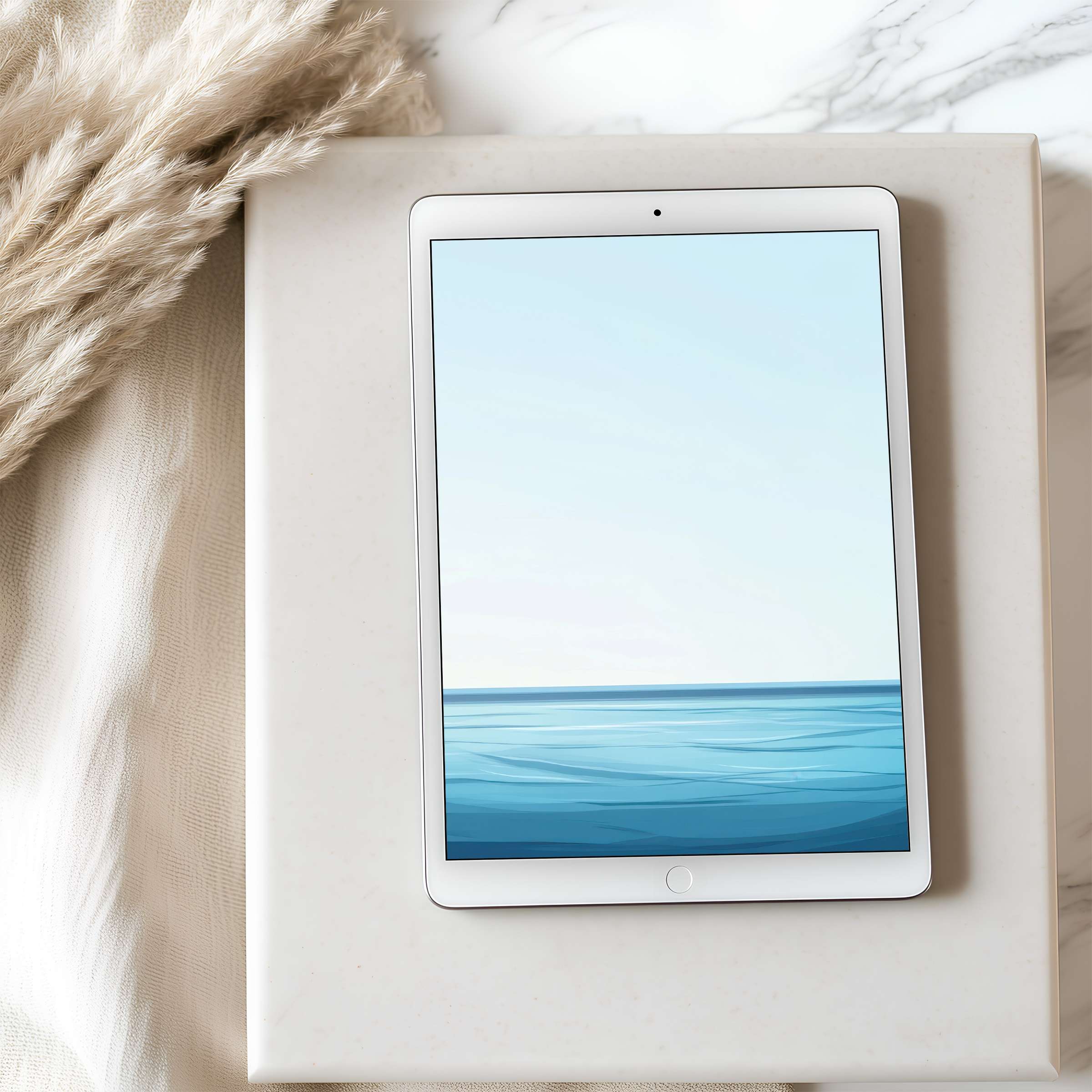 Elegant ocean-inspired tablet wallpaper in high resolution exudes tranquility suitable for iPad and Android tablets digital download