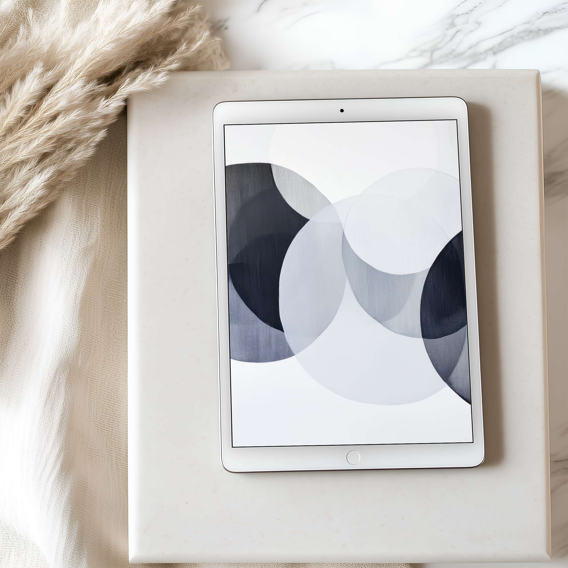Elevate your space with this curated high resolution tablet wallpaper featuring abstract circles, ideal for iPad and Android tablets