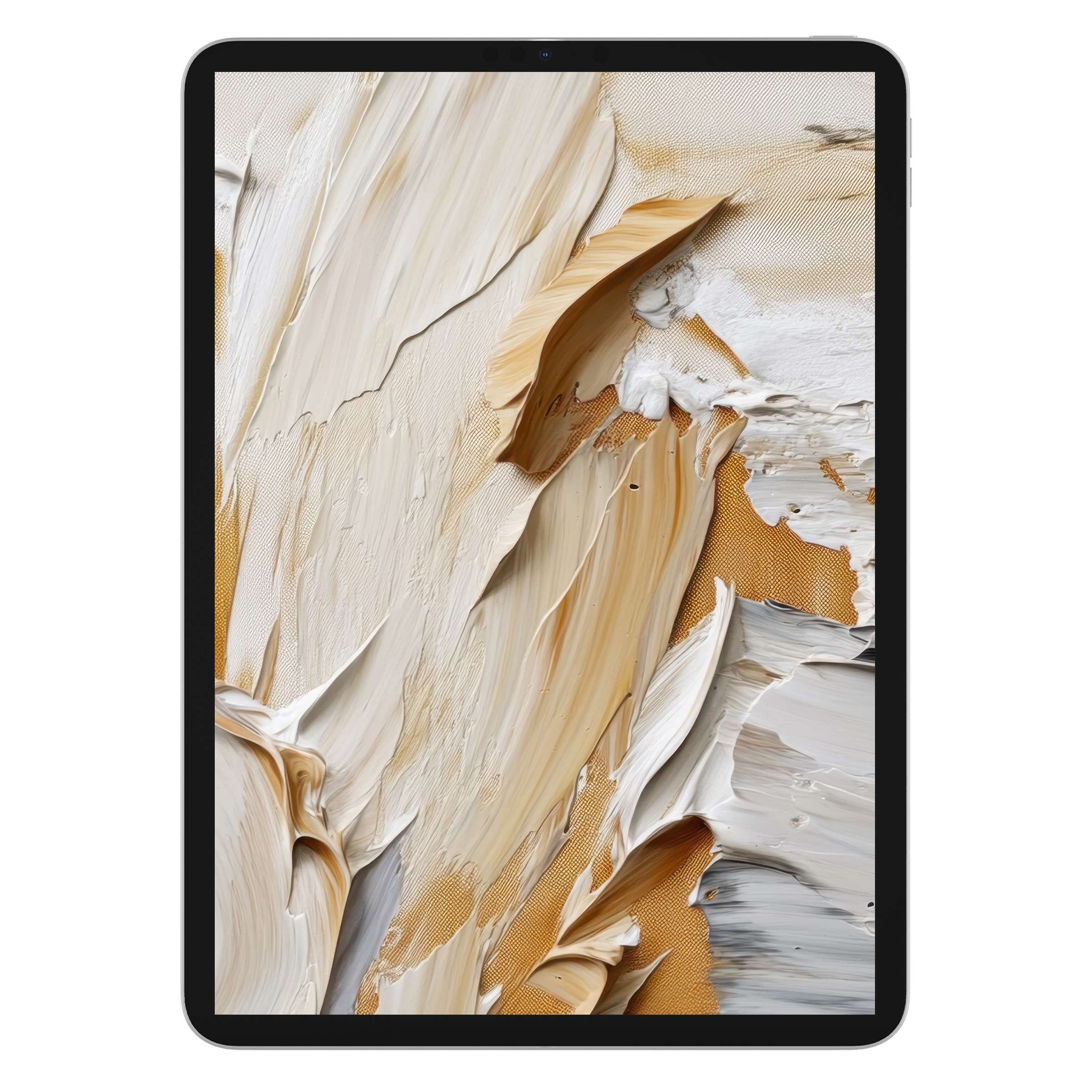 Elegant modern iPad wallpaper featuring creamy beige and white abstract textures as a calming tablet background digital download