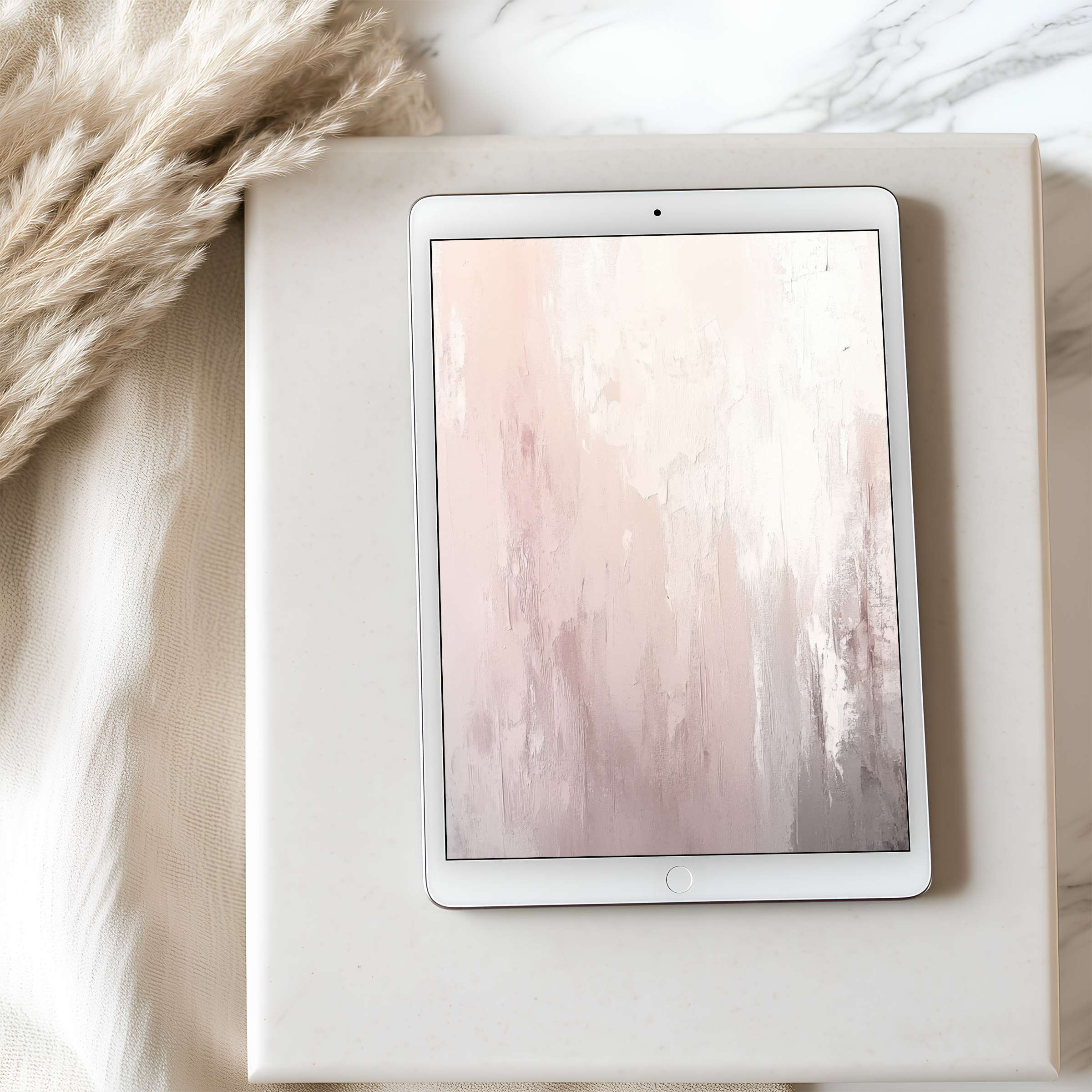 Elegant pastel abstract tablet wallpaper, perfect for iPad or Android, enhancing calm interiors with high-resolution digital download options