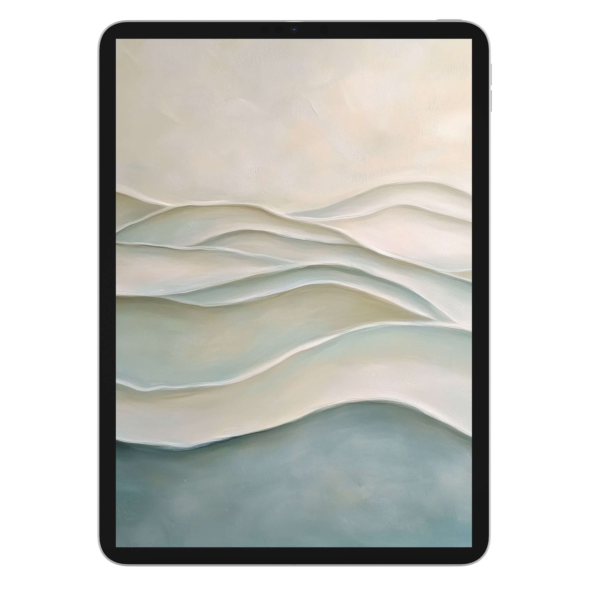 Elegant modern iPad wallpaper showcasing serene abstract pastel waves, perfect digital download for any tablet background with calming hues
