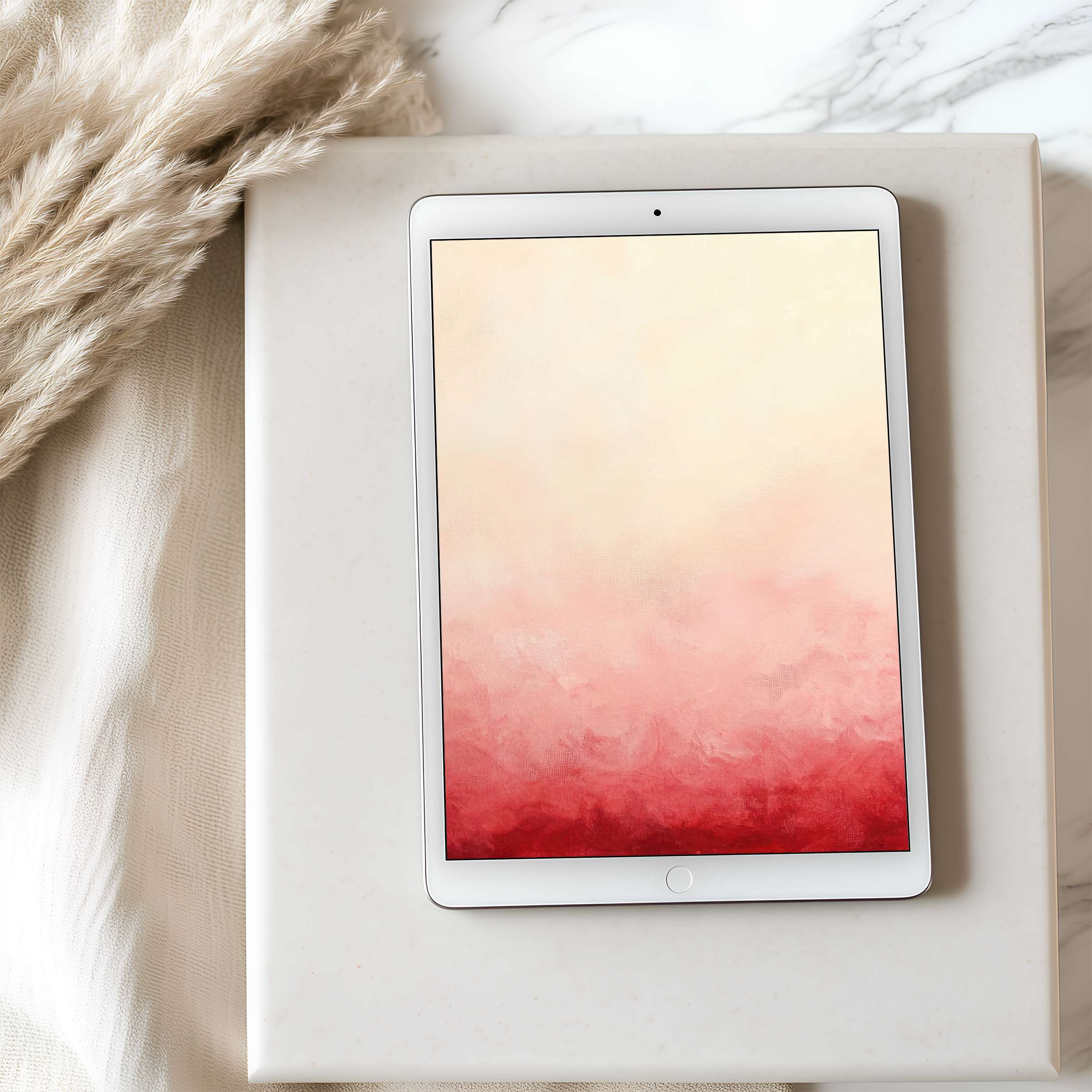 Elegant tablet wallpaper with serene pink gradient art, perfect for iPad in high resolution, offering calm and sustainable digital download