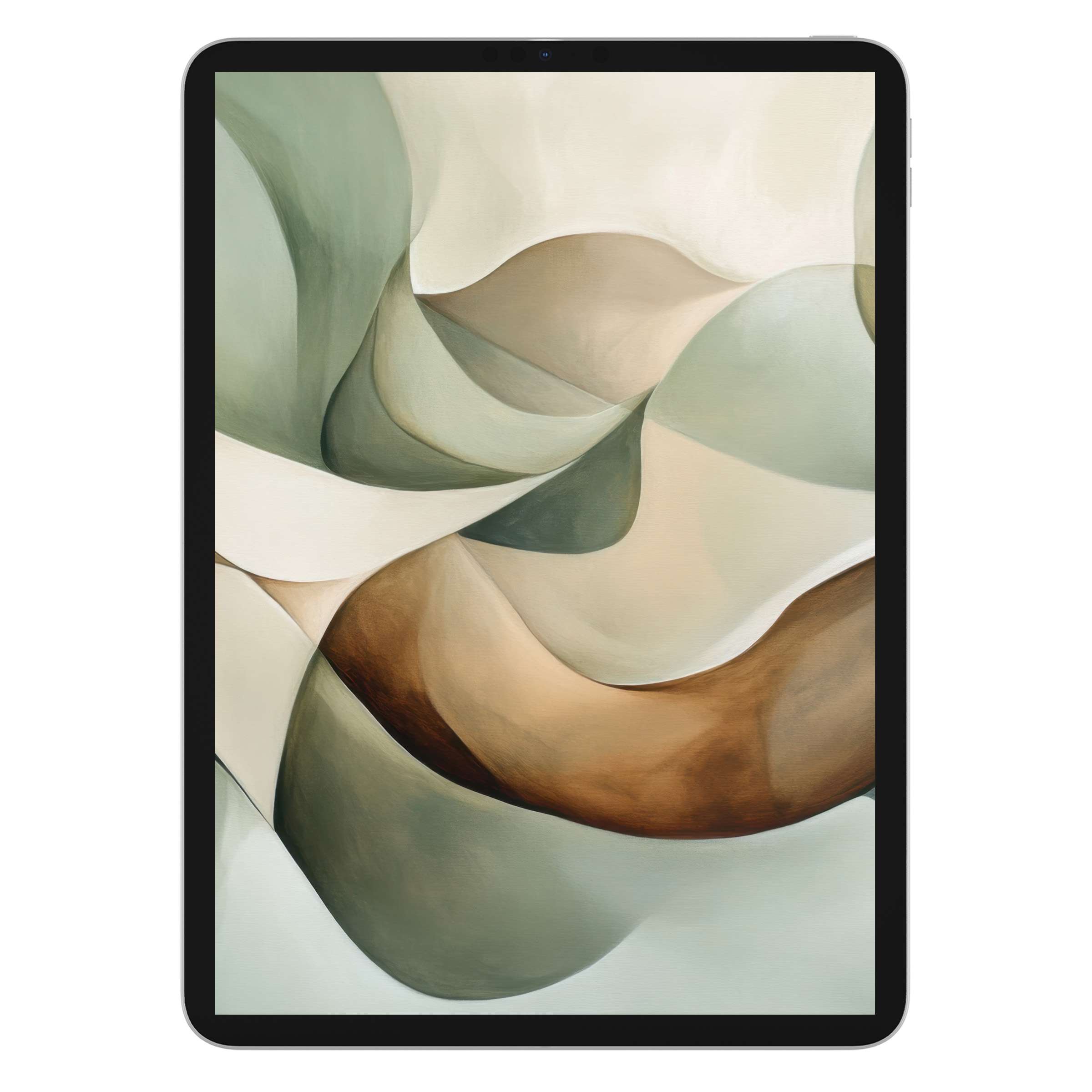 Elegant modern iPad wallpaper featuring soothing earth tones and abstract curves, perfect digital download background for all tablets