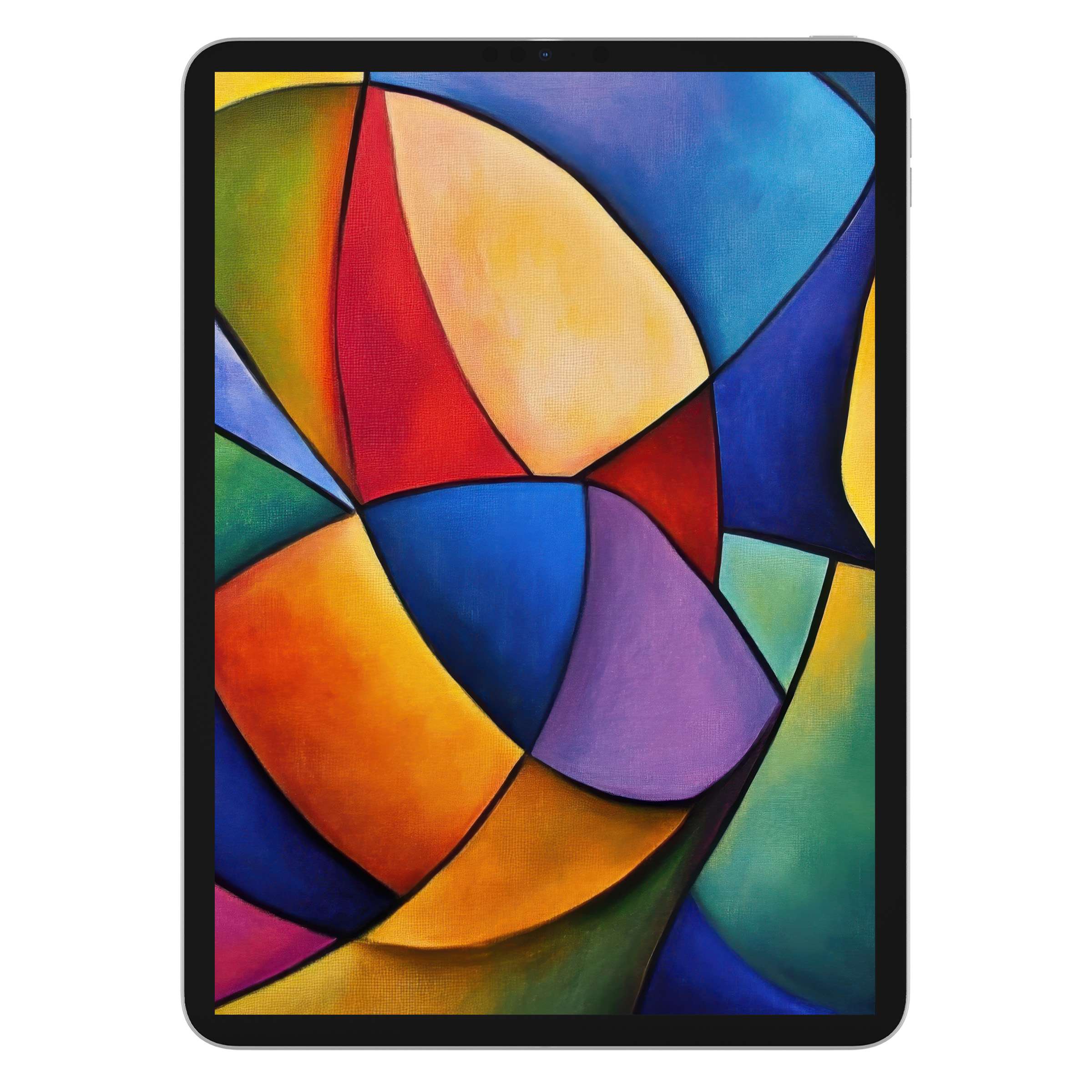 Vibrant modern iPad wallpaper featuring bold geometric shapes as a digital download, perfect for any tablet background
