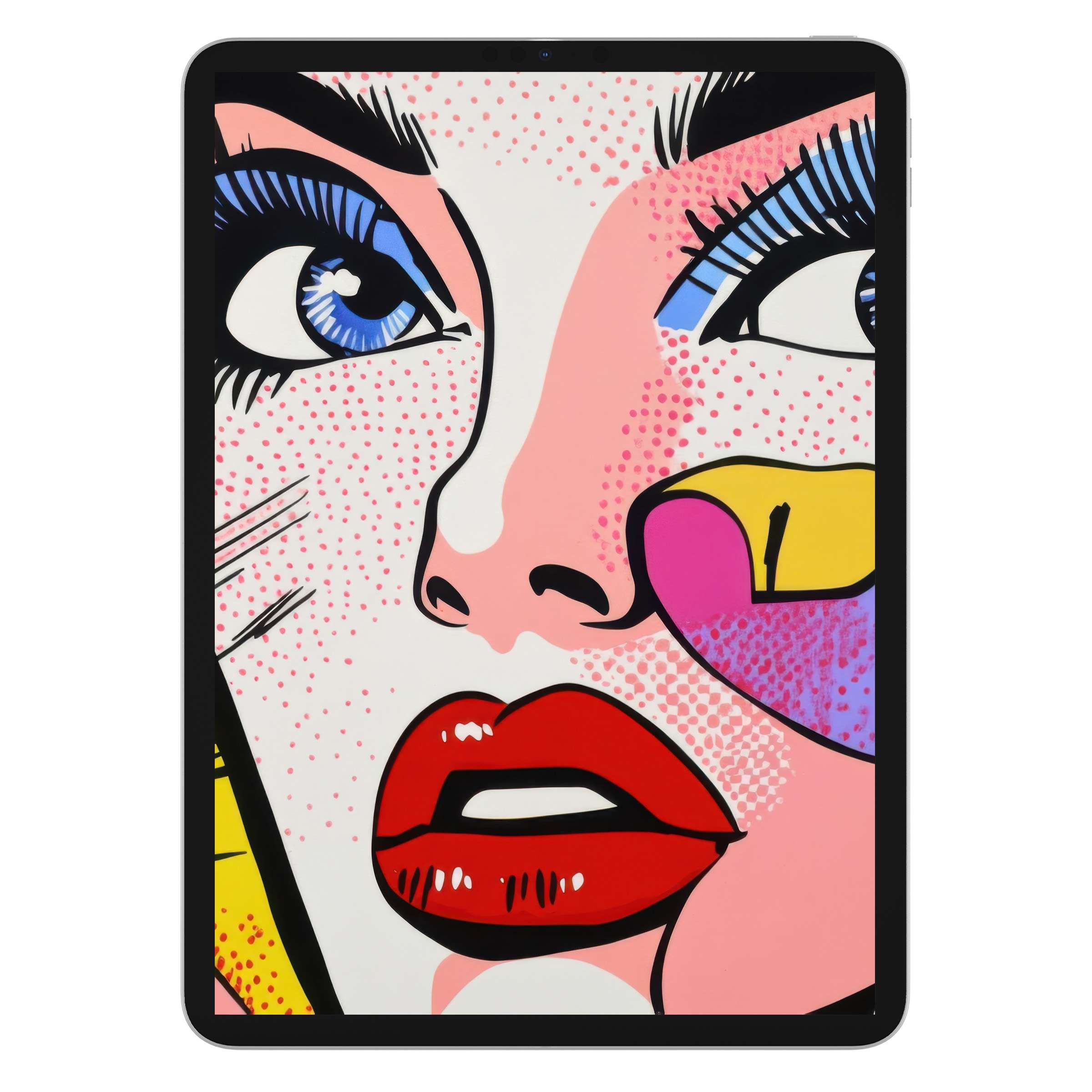 Modern iPad wallpaper featuring vibrant pop art style in bold colors elevates your tablet background for an inspiring digital download