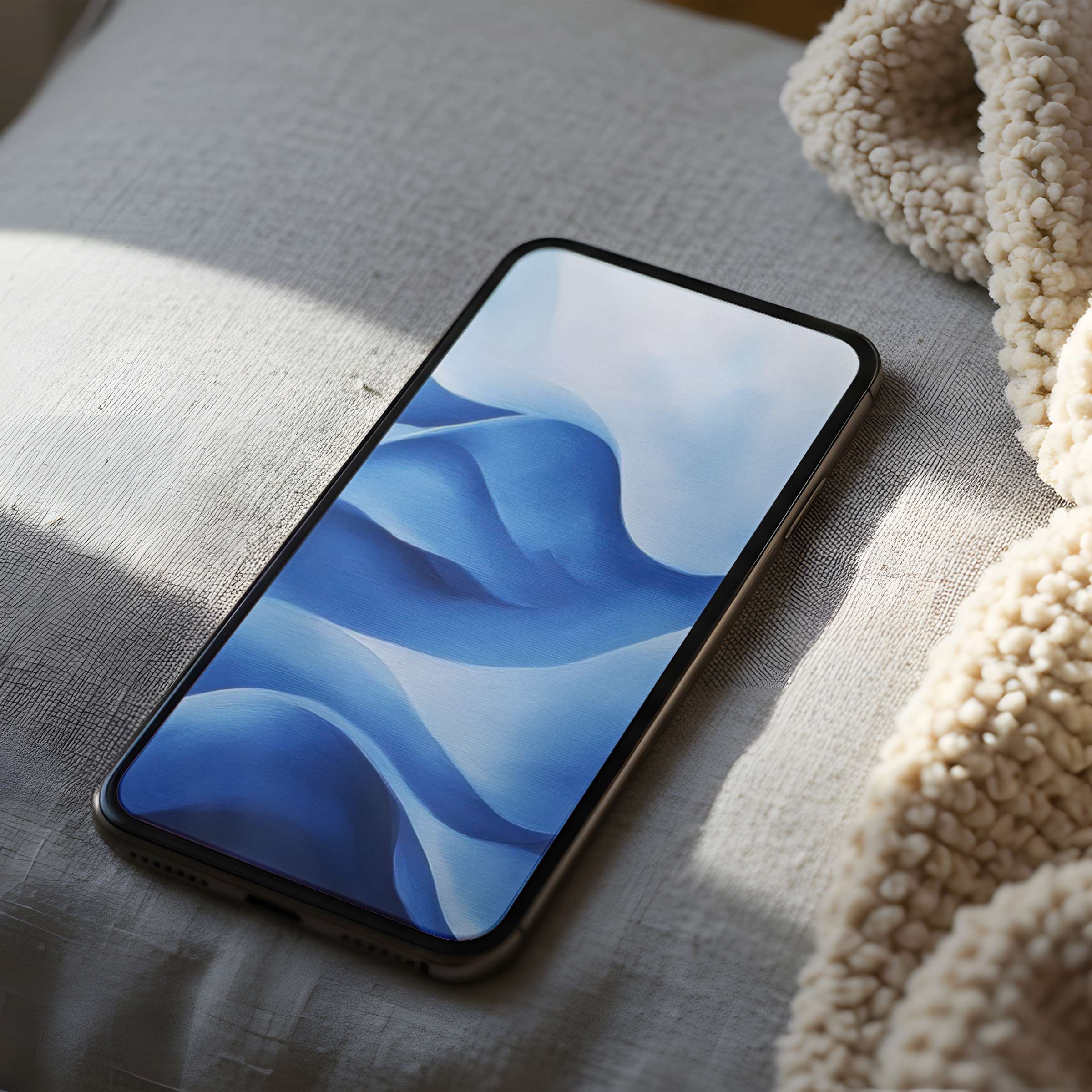 Serene blue waves phone wallpaper brings tranquility to your device, suitable for iPhone and Android, high resolution digital download