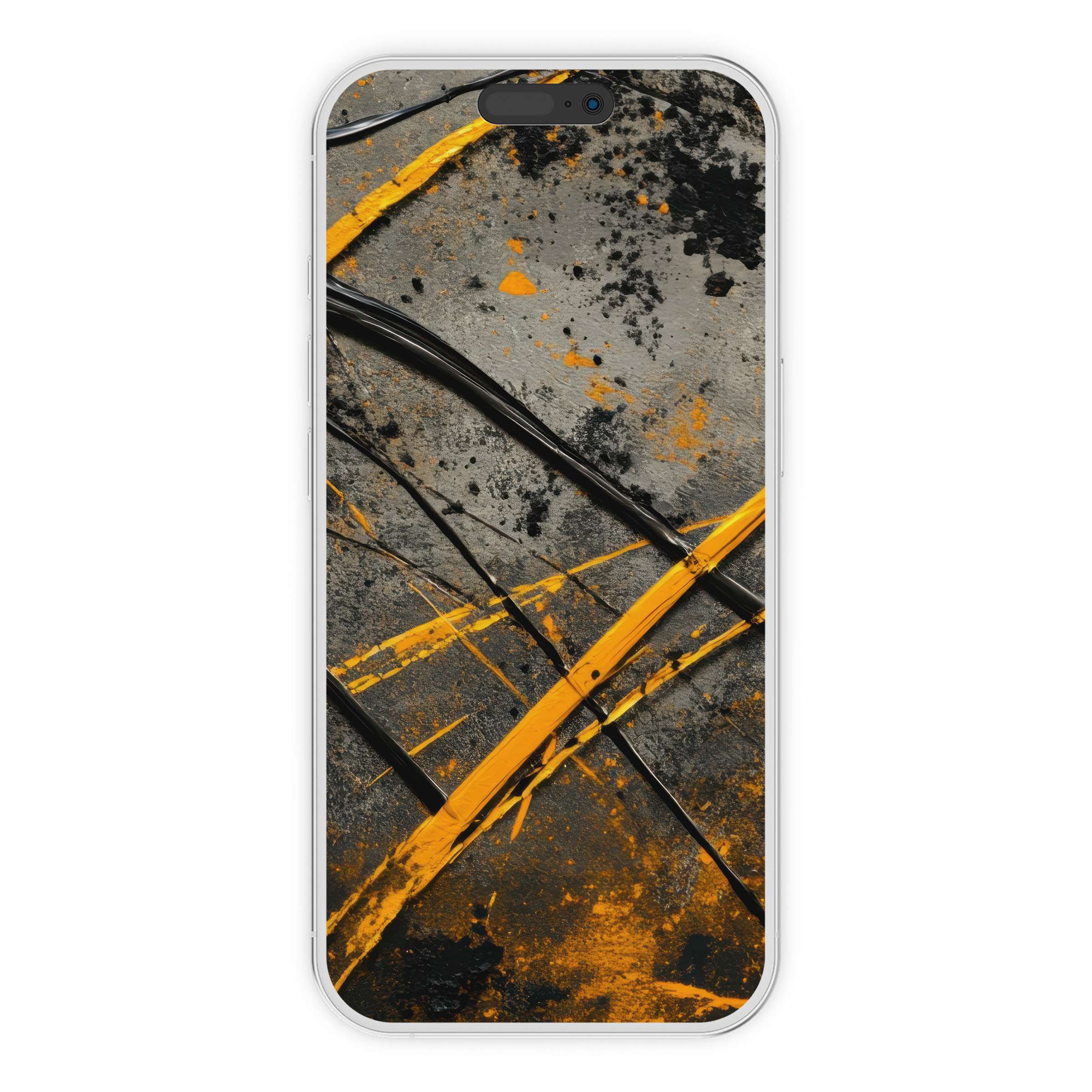 Modern iPhone wallpaper with vibrant orange and black abstract strokes creates an elegant phone background perfect for digital download and cross-device harmony