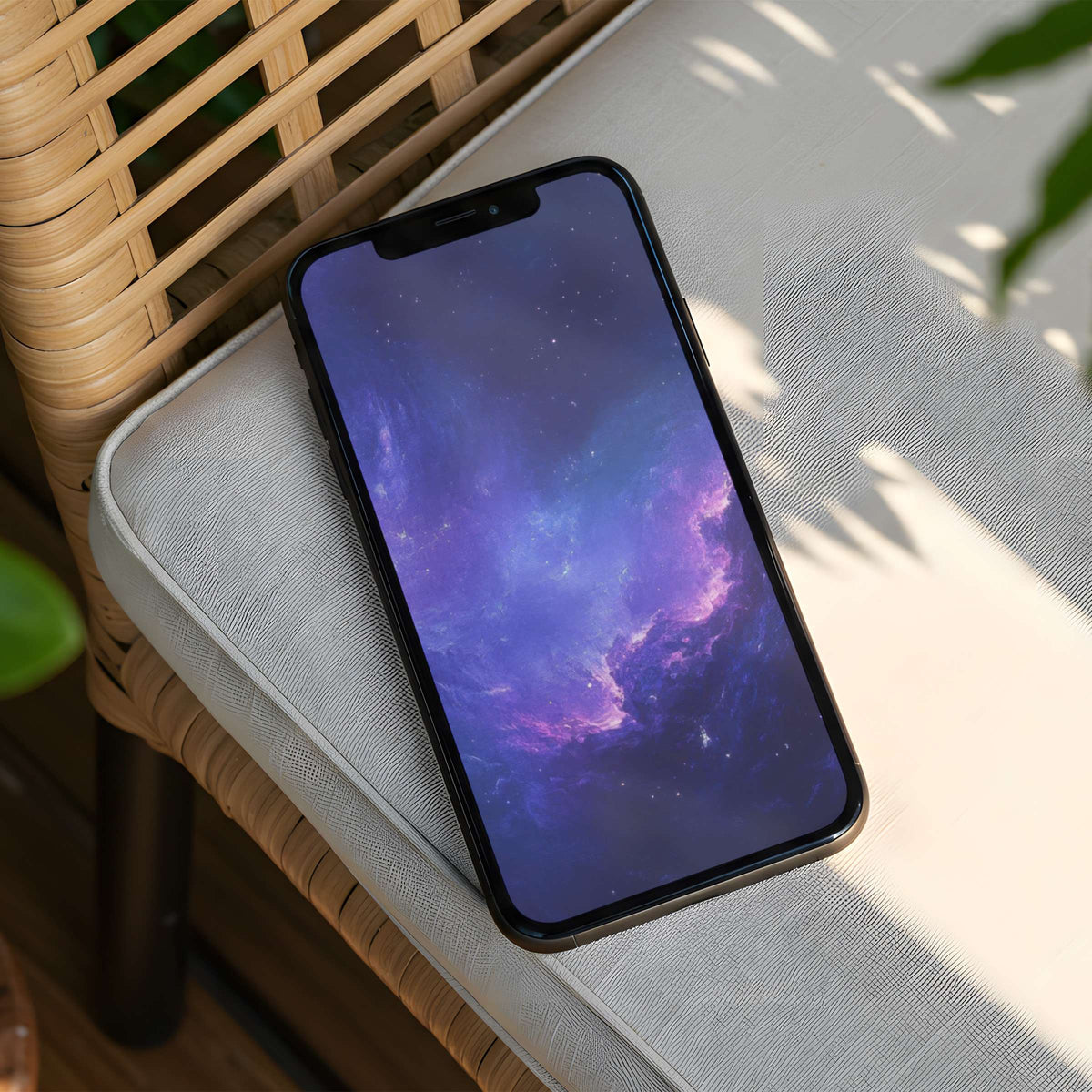 Elegant iPhone background featuring a serene galaxy design promoting calm and mindfulness available for instant download for any phone