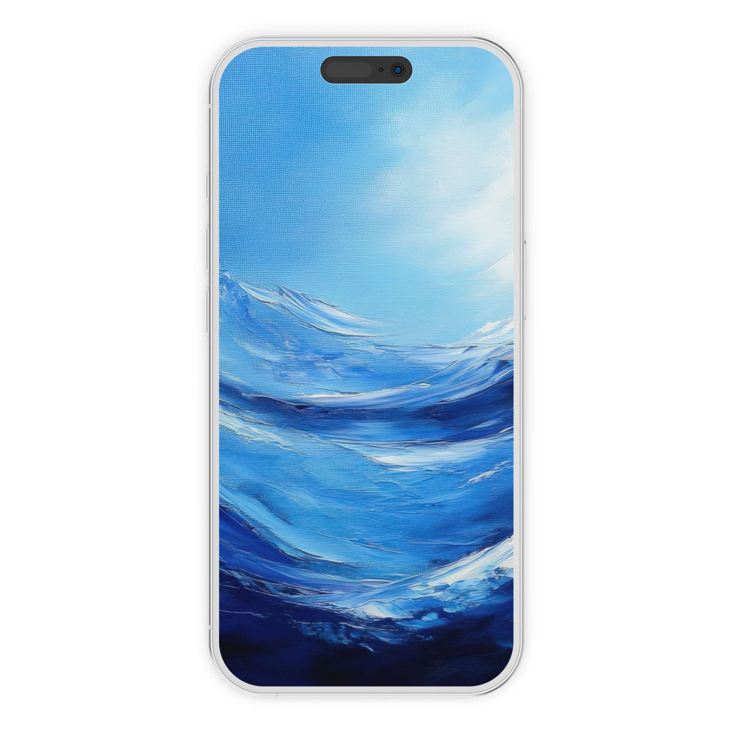 Elegant ocean-inspired modern iPhone wallpaper with calming blue waves for phone background digital download suitable for all devices