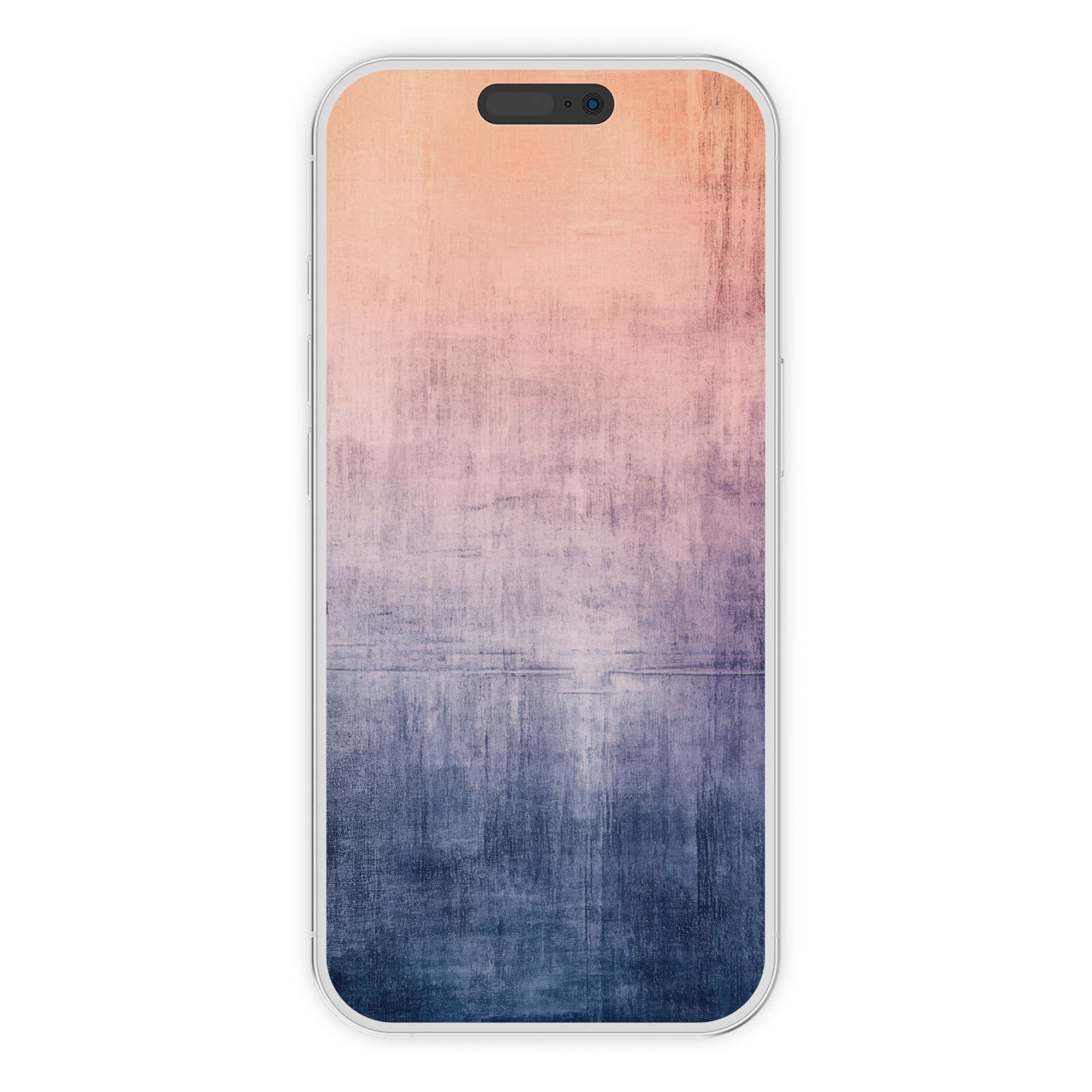 Modern iPhone wallpaper digital download features a soothing ombre blend of soft peach and deep blue, perfect for phone background tranquility