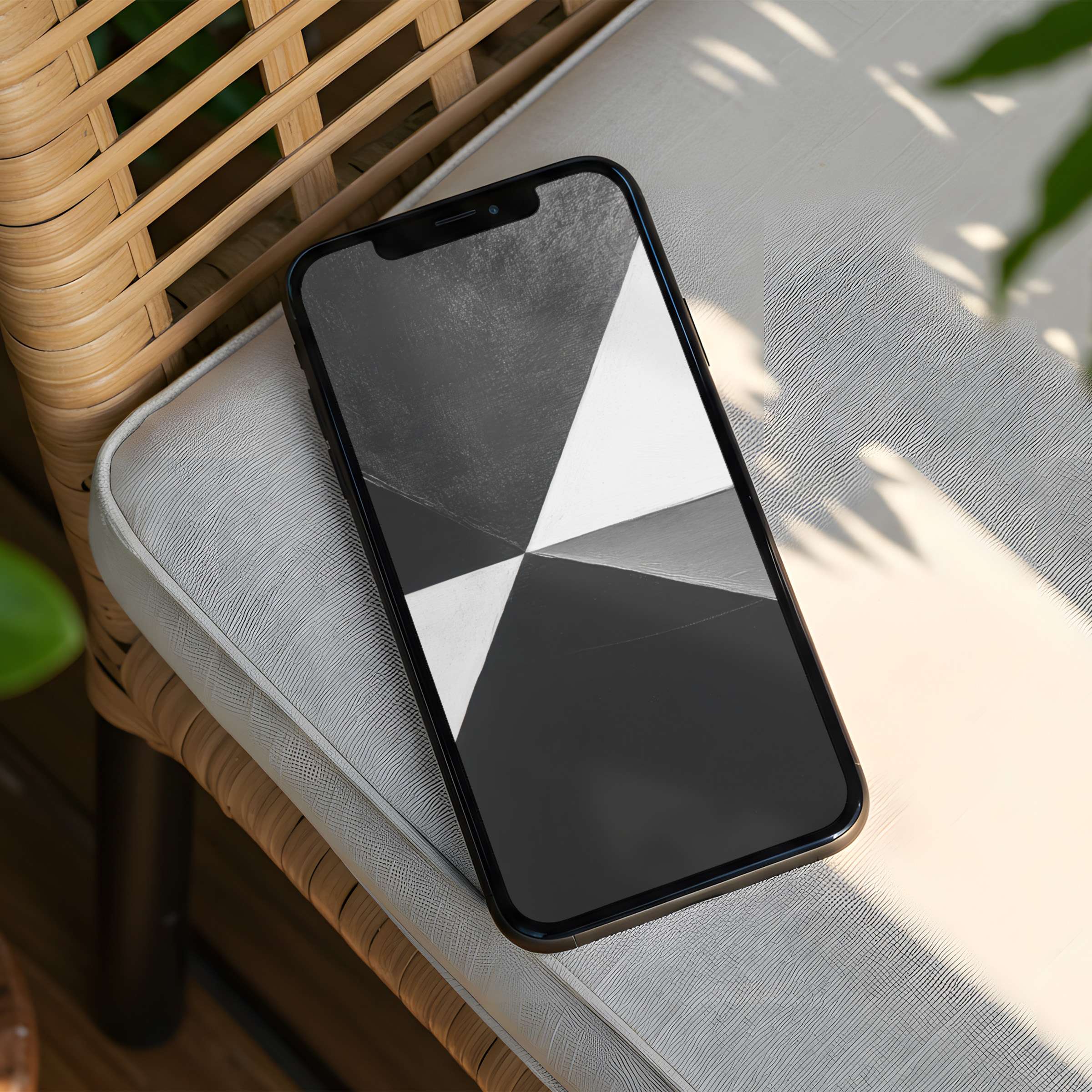 Elegant geometric black and white design iPhone background for instant download on your phone fostering calm and inspiring mindfulness