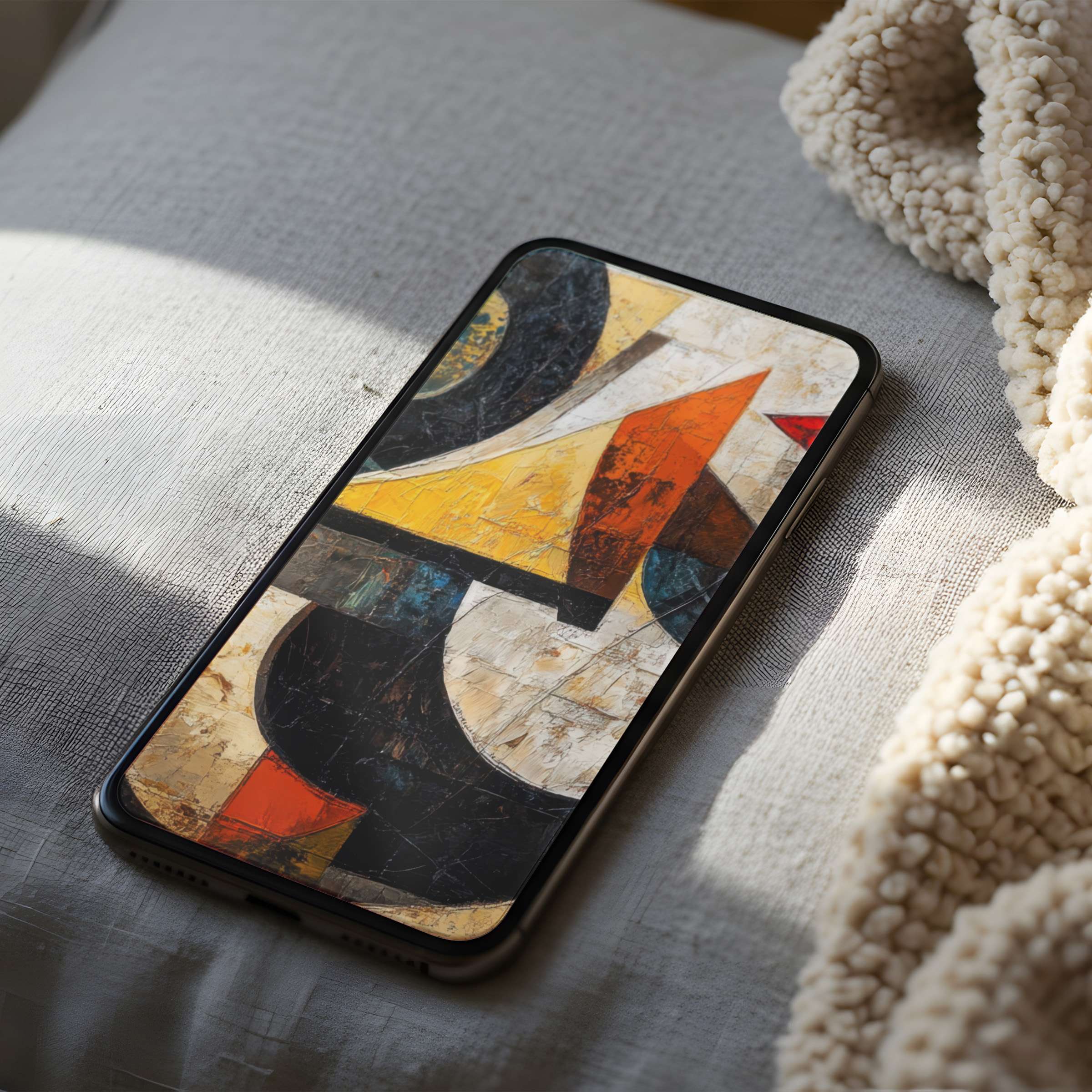 Elegant abstract geometric phone wallpaper with earthy tones, perfect for iPhone or Android Enhance calmness with this curated digital download
