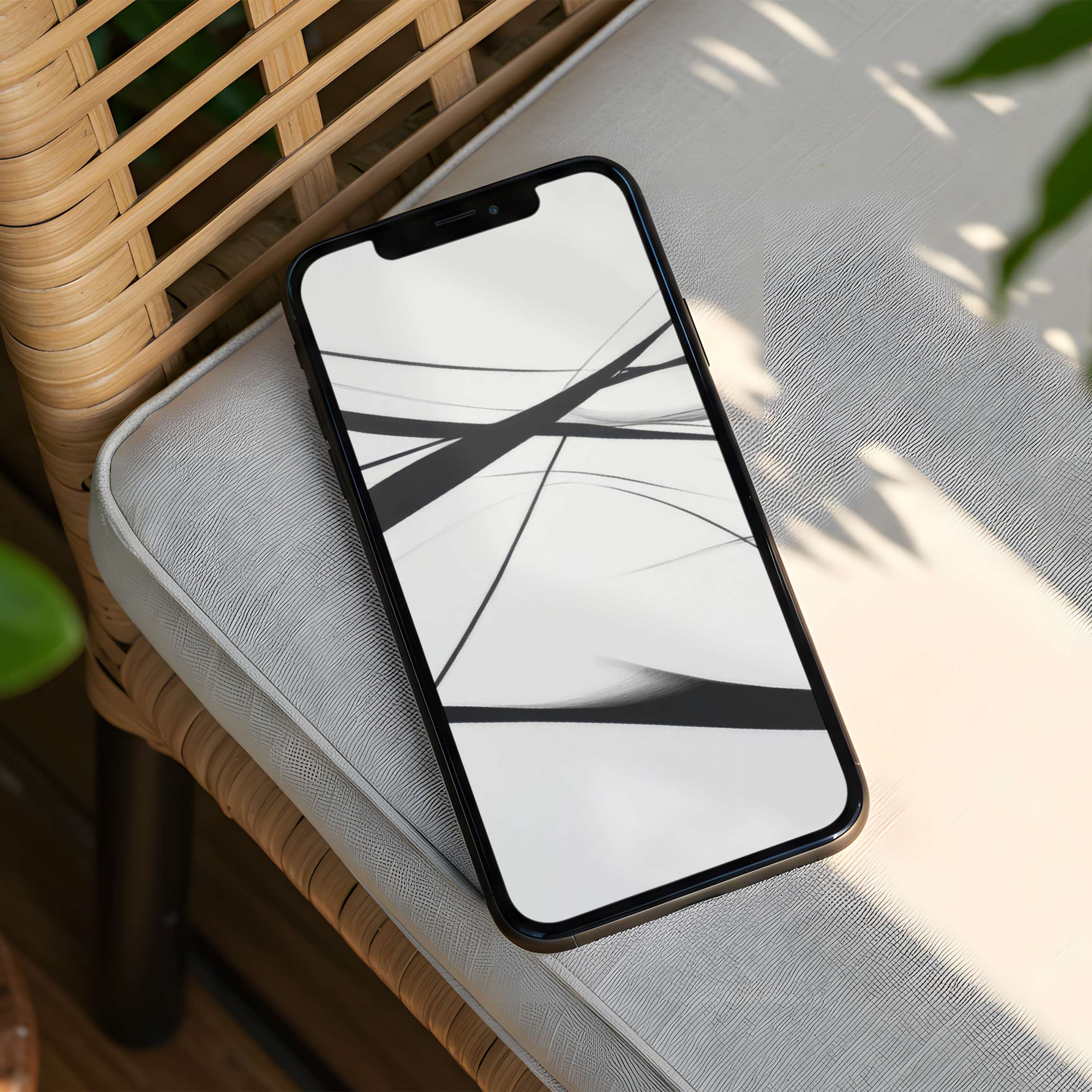 Elegant abstract iPhone background with minimalist black and white lines offers instant download for mindful, aesthetic phone experience