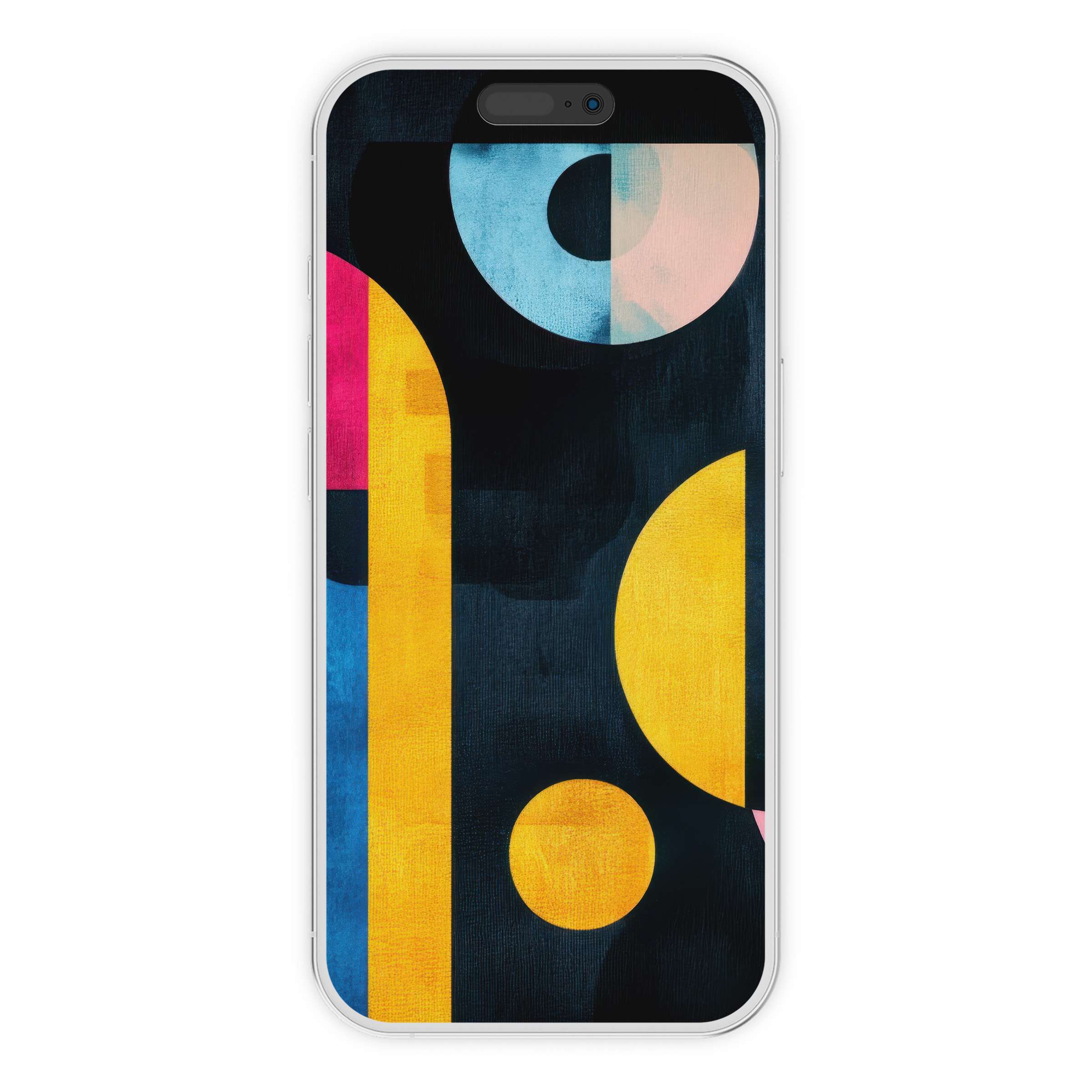 Modern iPhone wallpaper featuring an abstract geometric design with bold colors in a digital download perfect for phone background