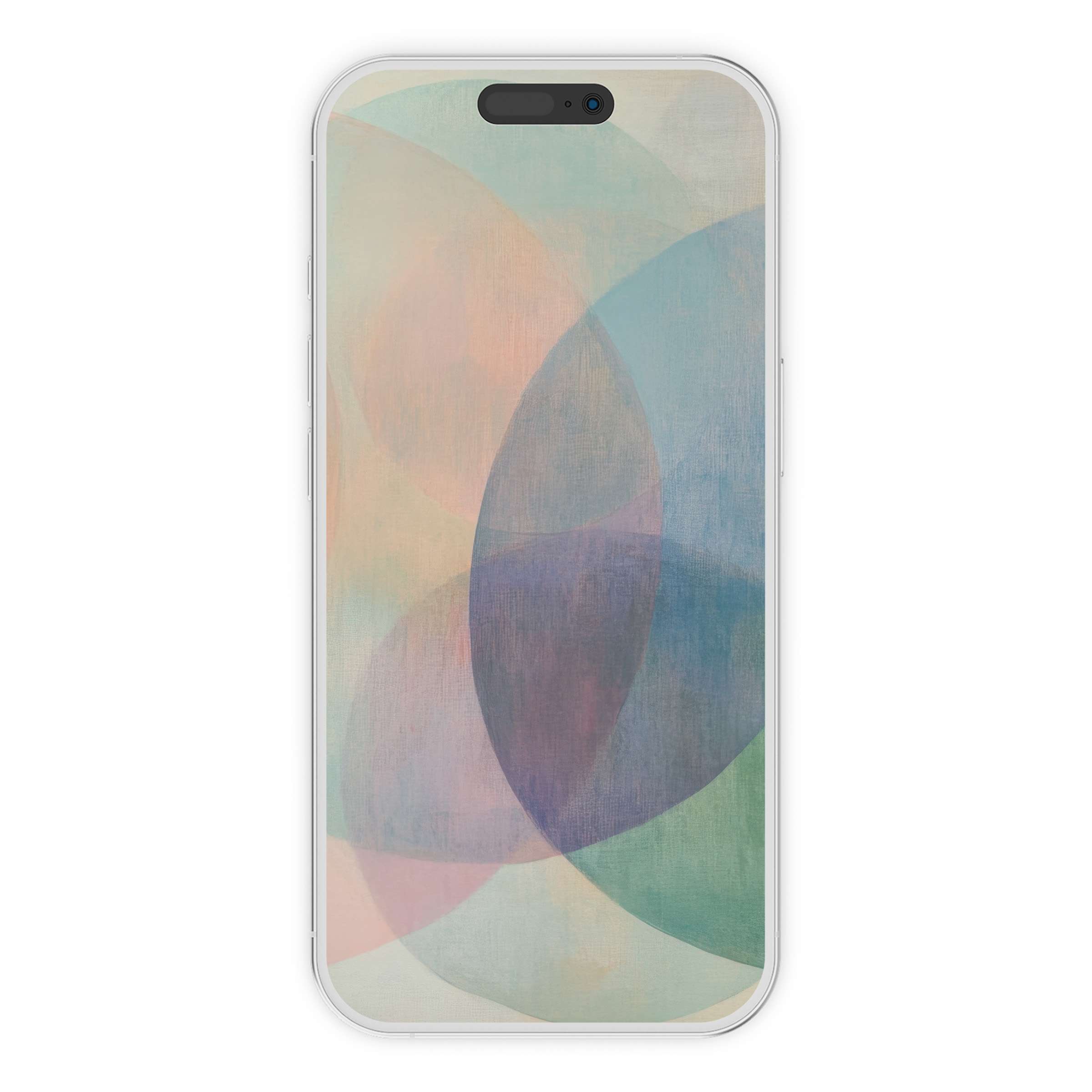 Modern iPhone wallpaper featuring serene overlapping circles in soft pastel tones for an elegant phone background digital download