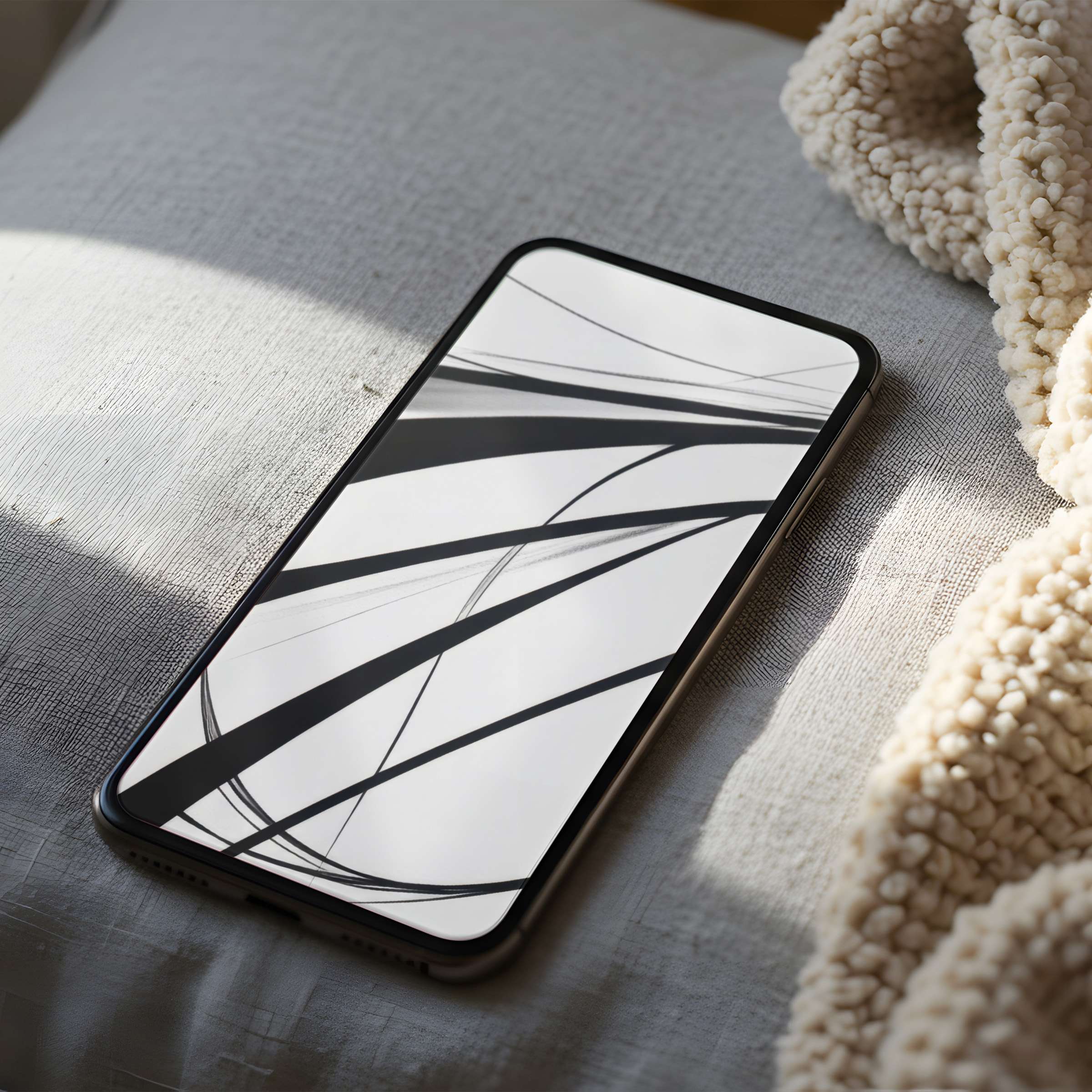 Elegant black and white abstract lines phone wallpaper for calm iPhone or android ambiance high resolution digital download