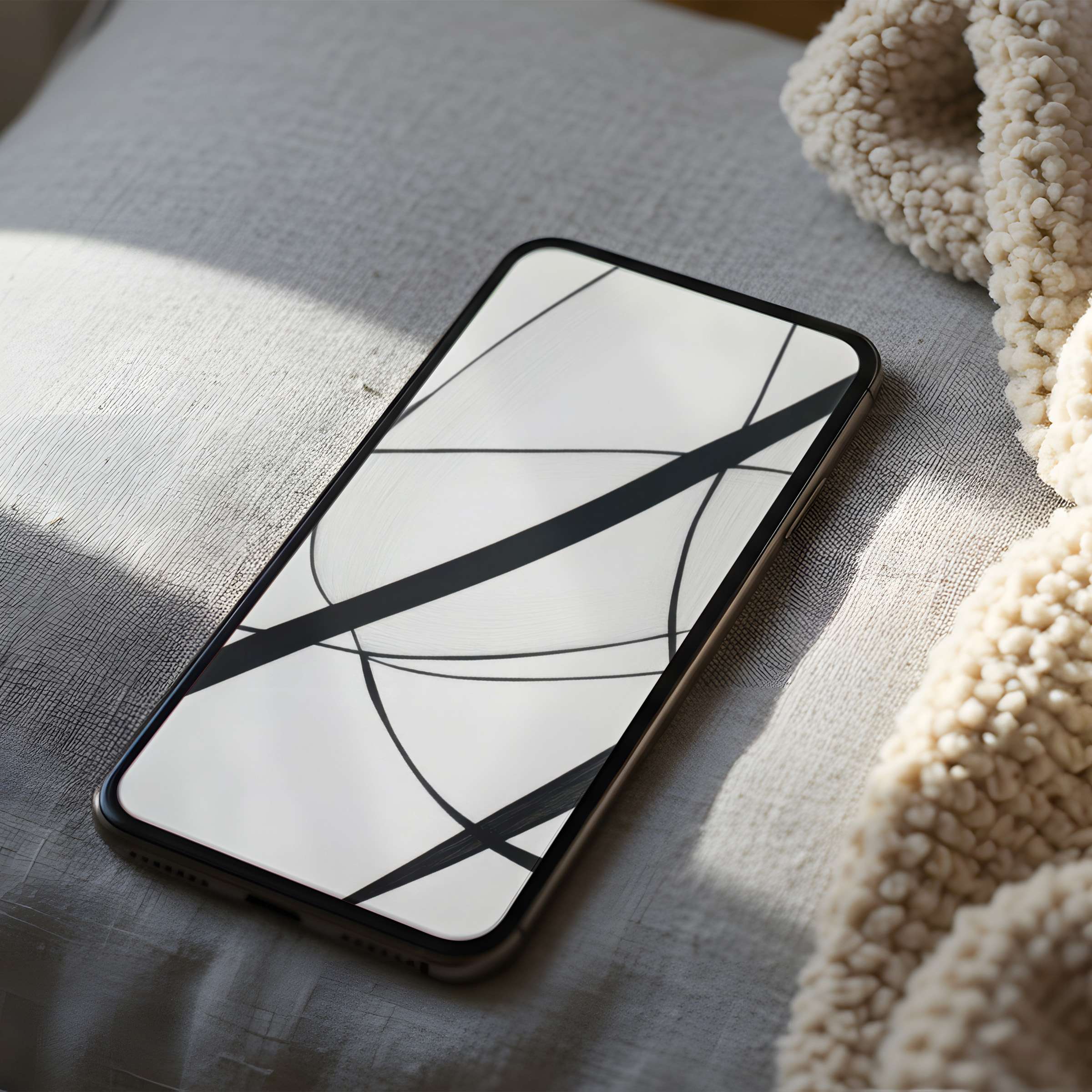 Abstract black-and-white phone wallpaper featuring elegant line art, perfect for iPhone or Android in high resolution, enhancing ambiance, downloadable