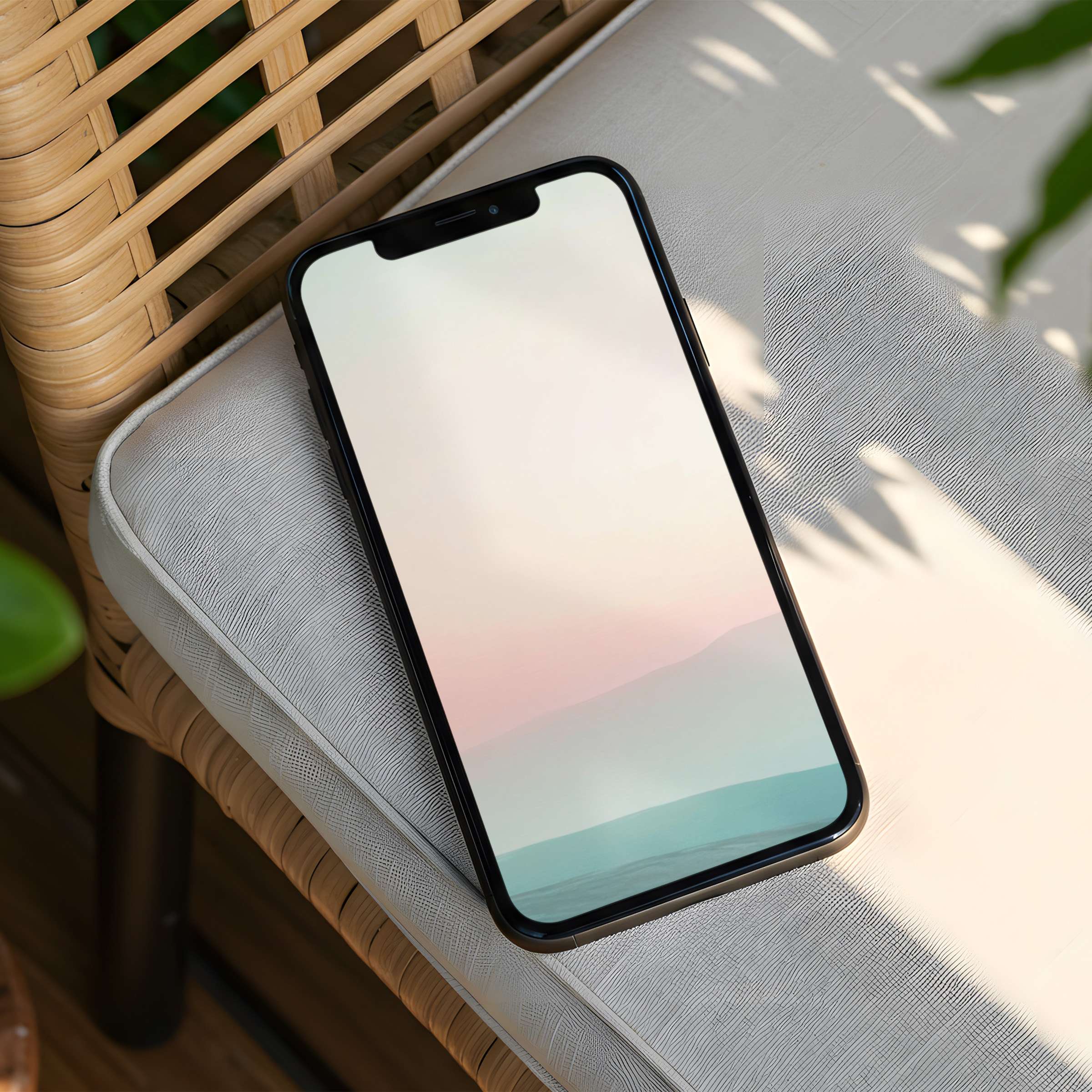 Calming pastel iPhone background with serene landscape for instant download fits any phone inspiring mindfulness and elegance