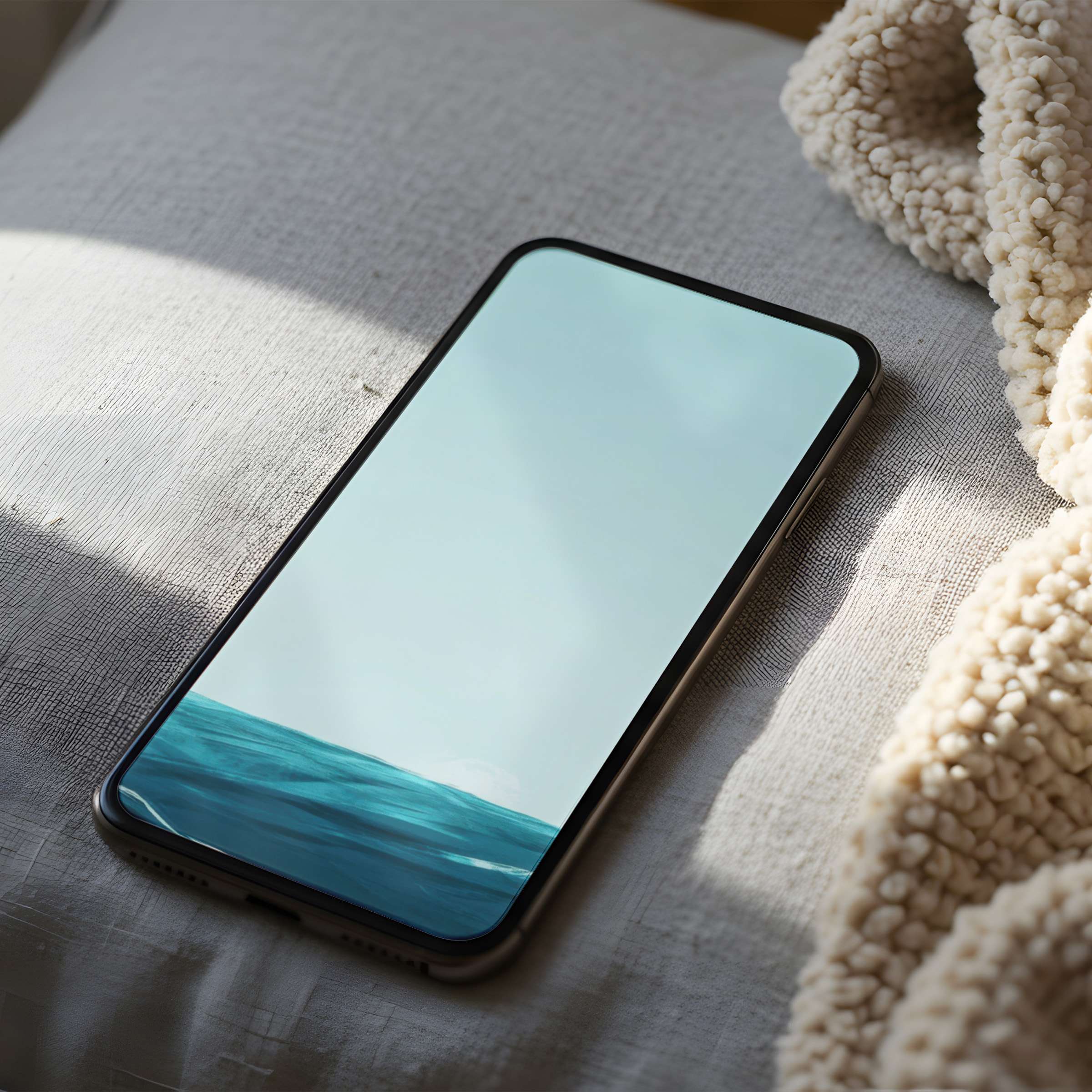 Elegant ocean-inspired phone wallpaper with calming blue waves perfect for iPhone and Android high resolution digital download
