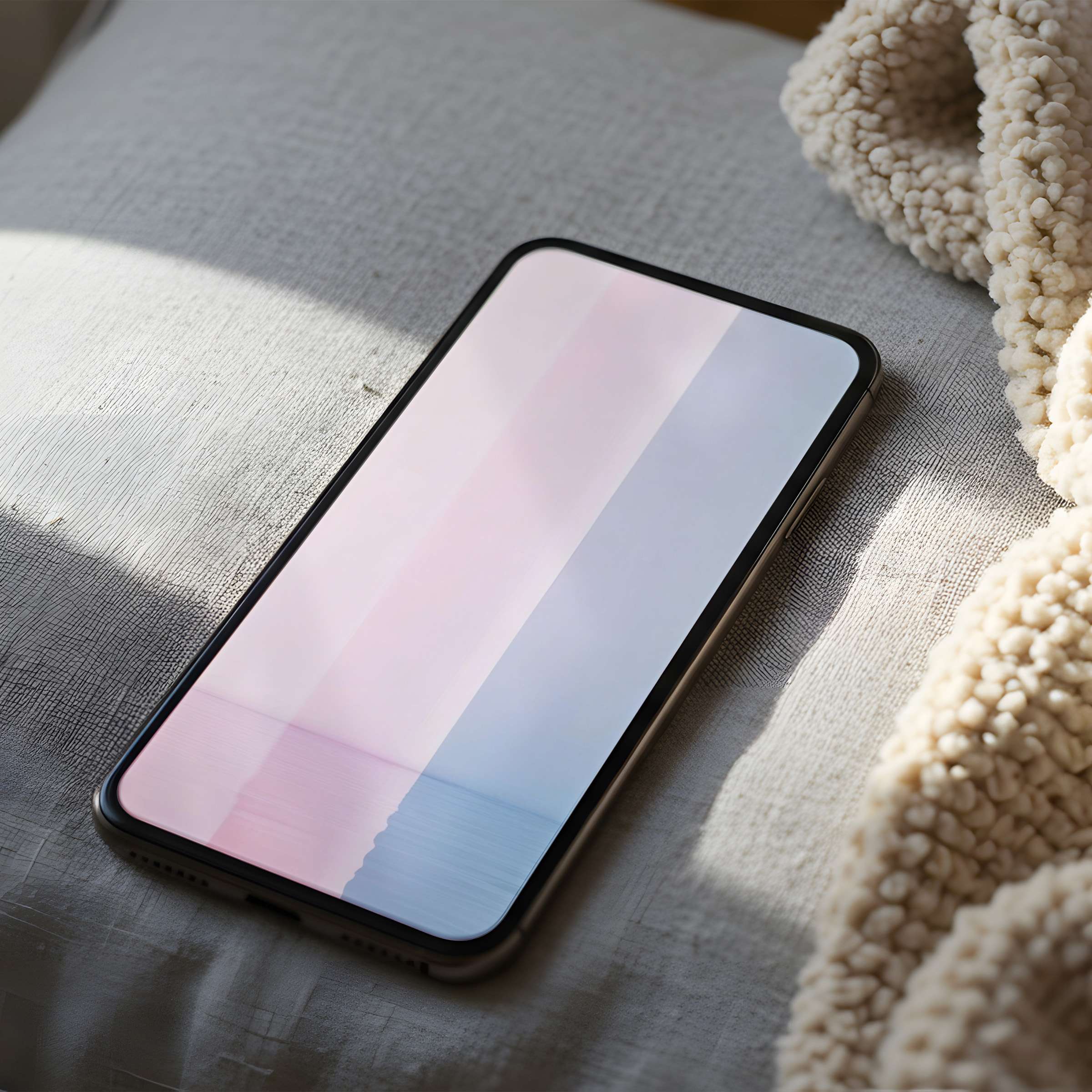 Serene phone wallpaper featuring soft pink and blue gradient abstract art, perfect for iPhone and Android digital download high resolution
