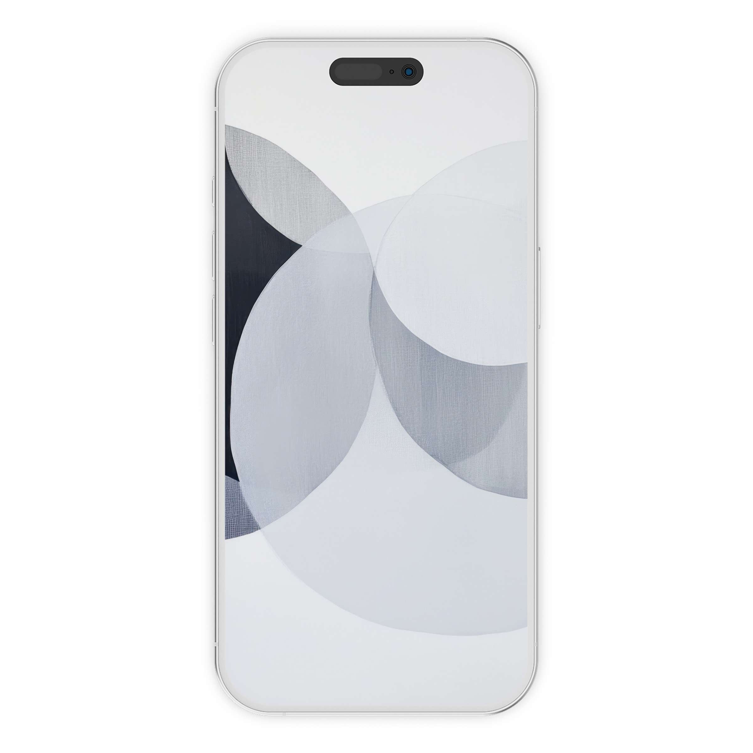 Elegant modern iPhone wallpaper with overlapping soft grey circles, perfect phone background, digital download for serene design lovers