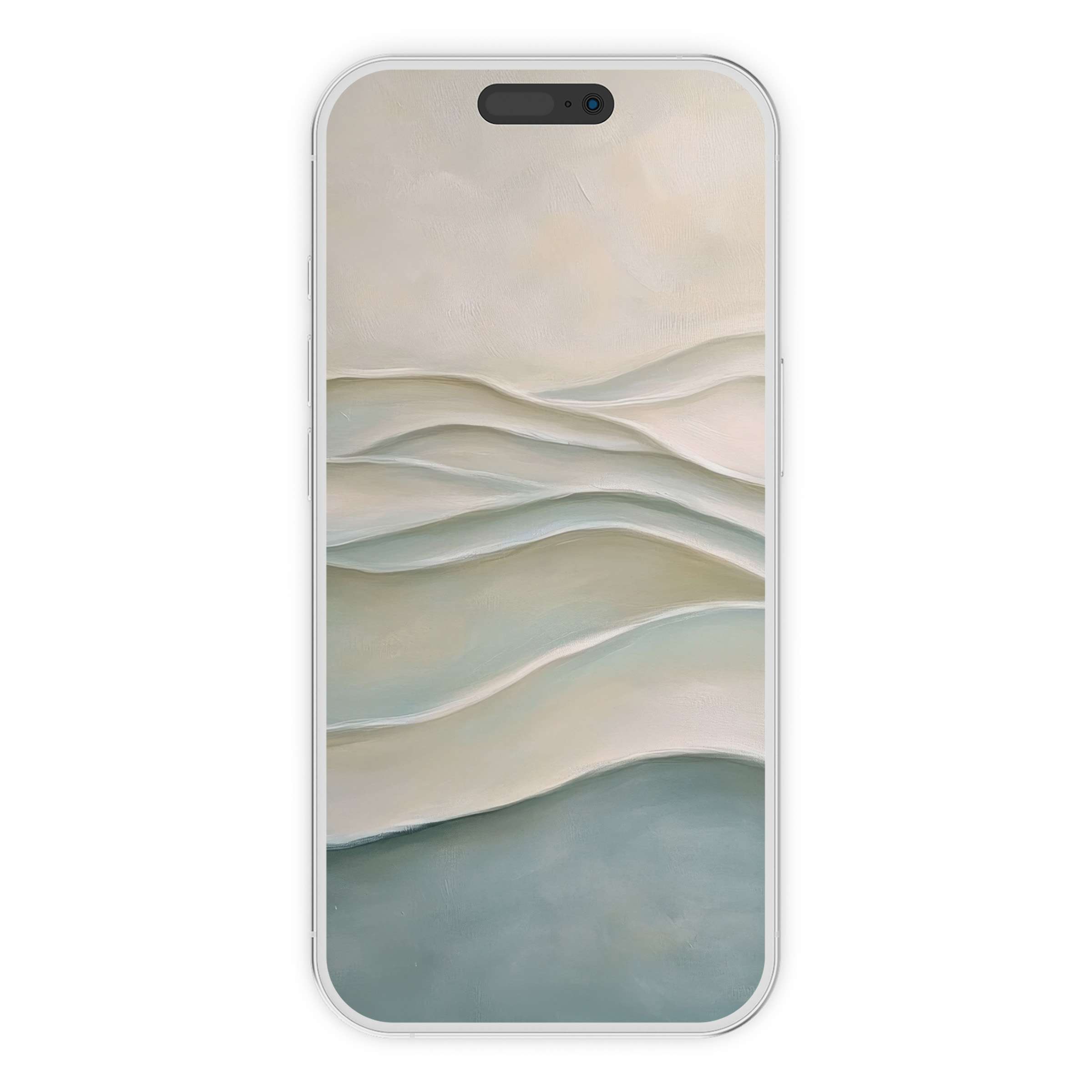 Elegant digital download featuring serene abstract waves in soft pastels creates a modern iPhone wallpaper for phone background