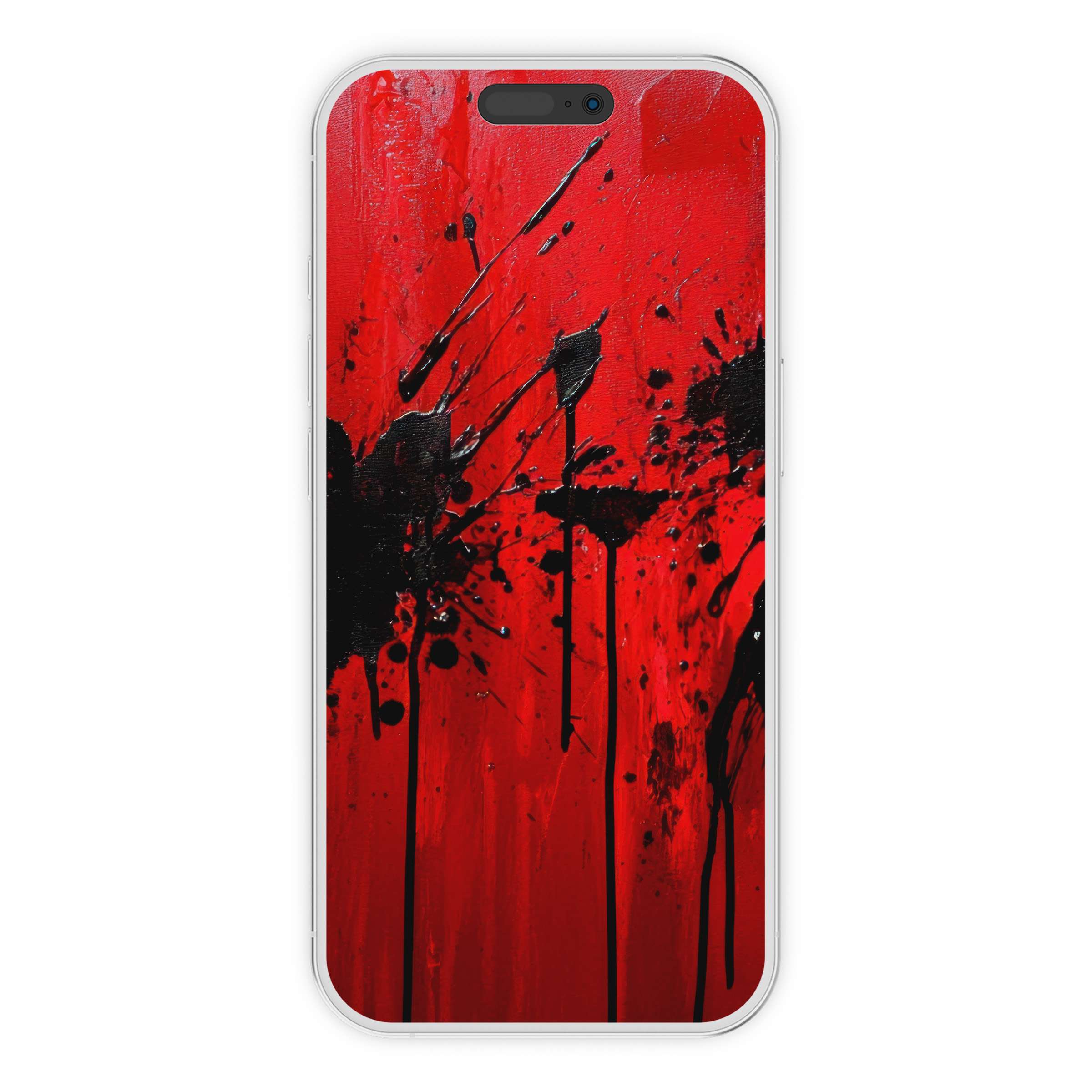 Vibrant abstract art with red and black splashes makes a bold modern iPhone wallpaper for phone backgrounds as a digital download