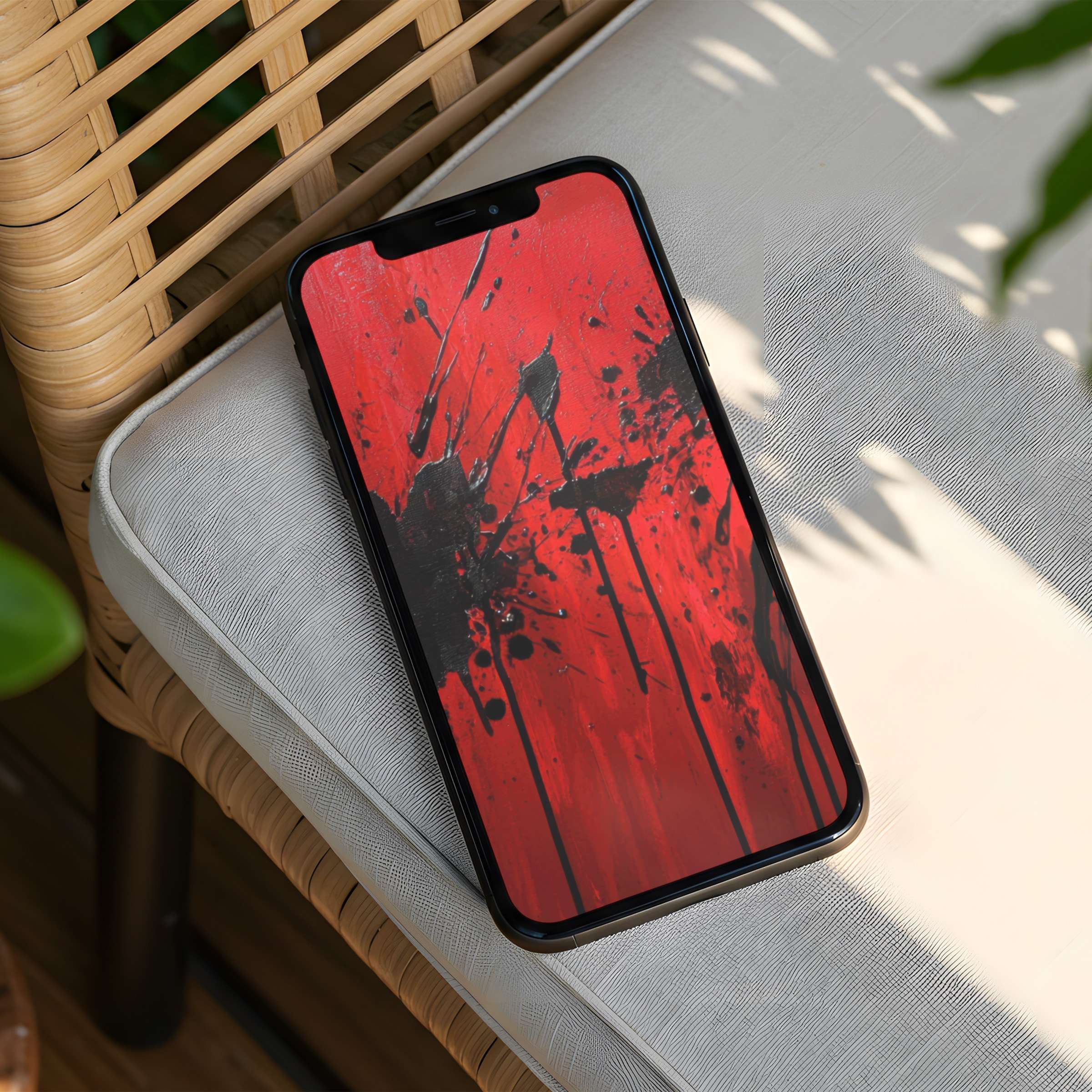 Elegant abstract red and black iPhone background on seat inspires calm and mindfulness fits iPhone Android instant download phone