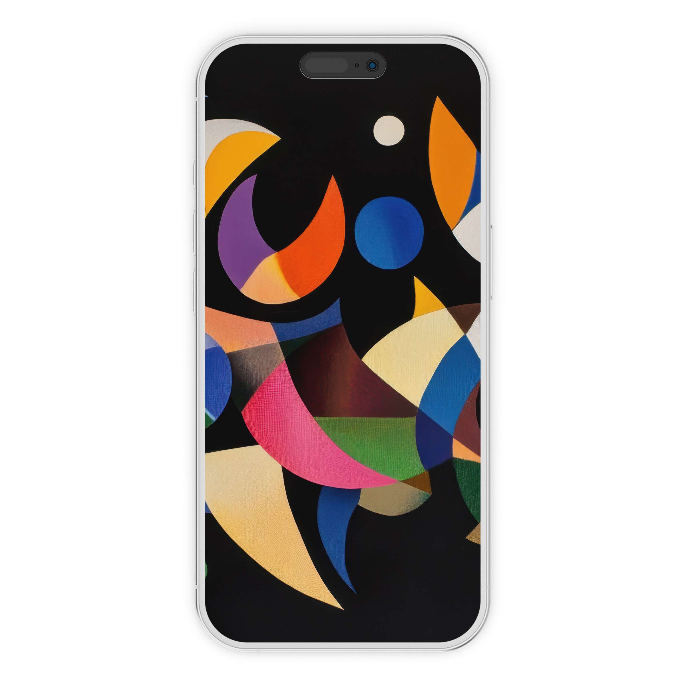 Vibrant abstract shapes create a striking modern iPhone wallpaper phone background, ideal for digital download and artistic serenity