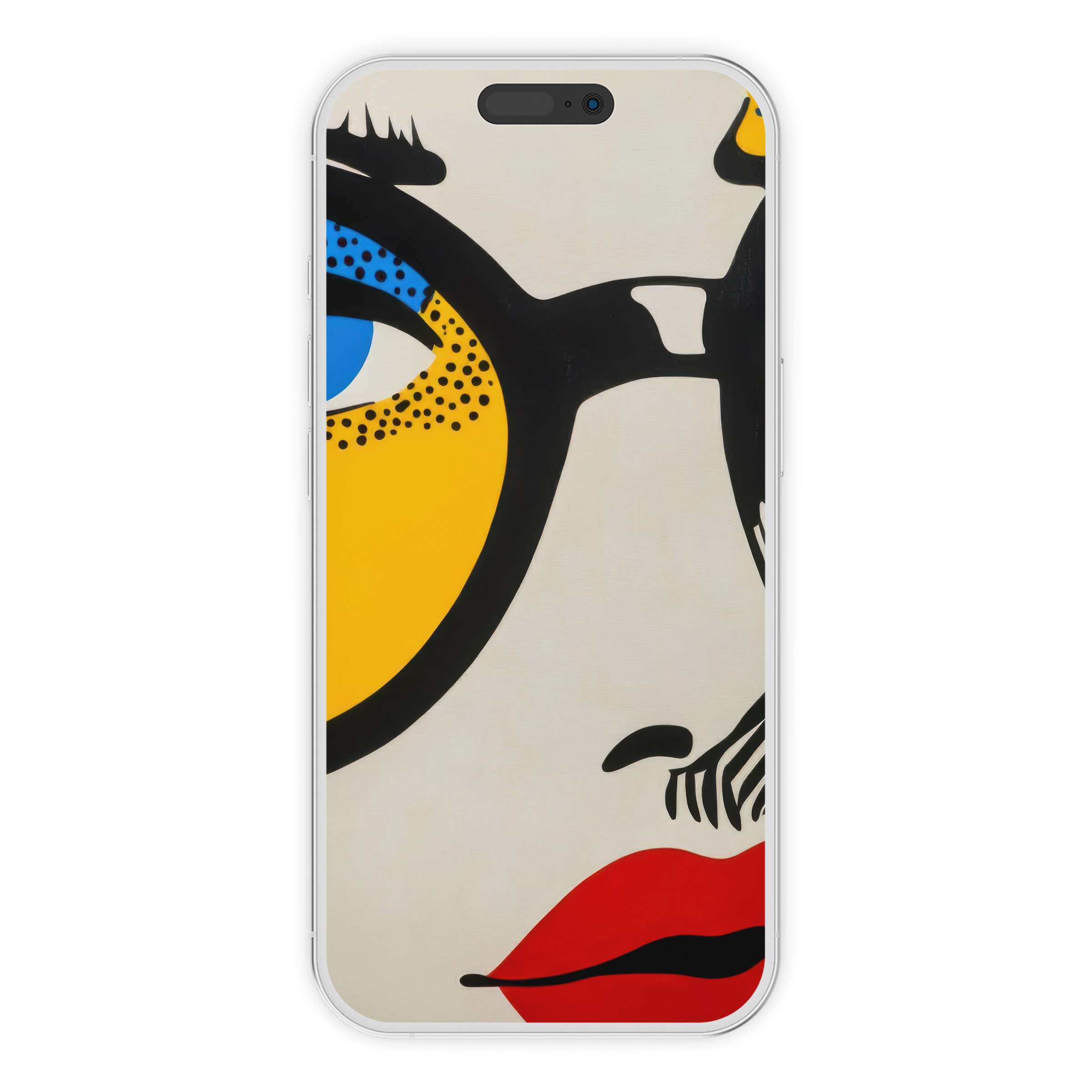 Modern iPhone wallpaper featuring vibrant pop-art portrait with bold hues ideal for phone background digital download tranquility