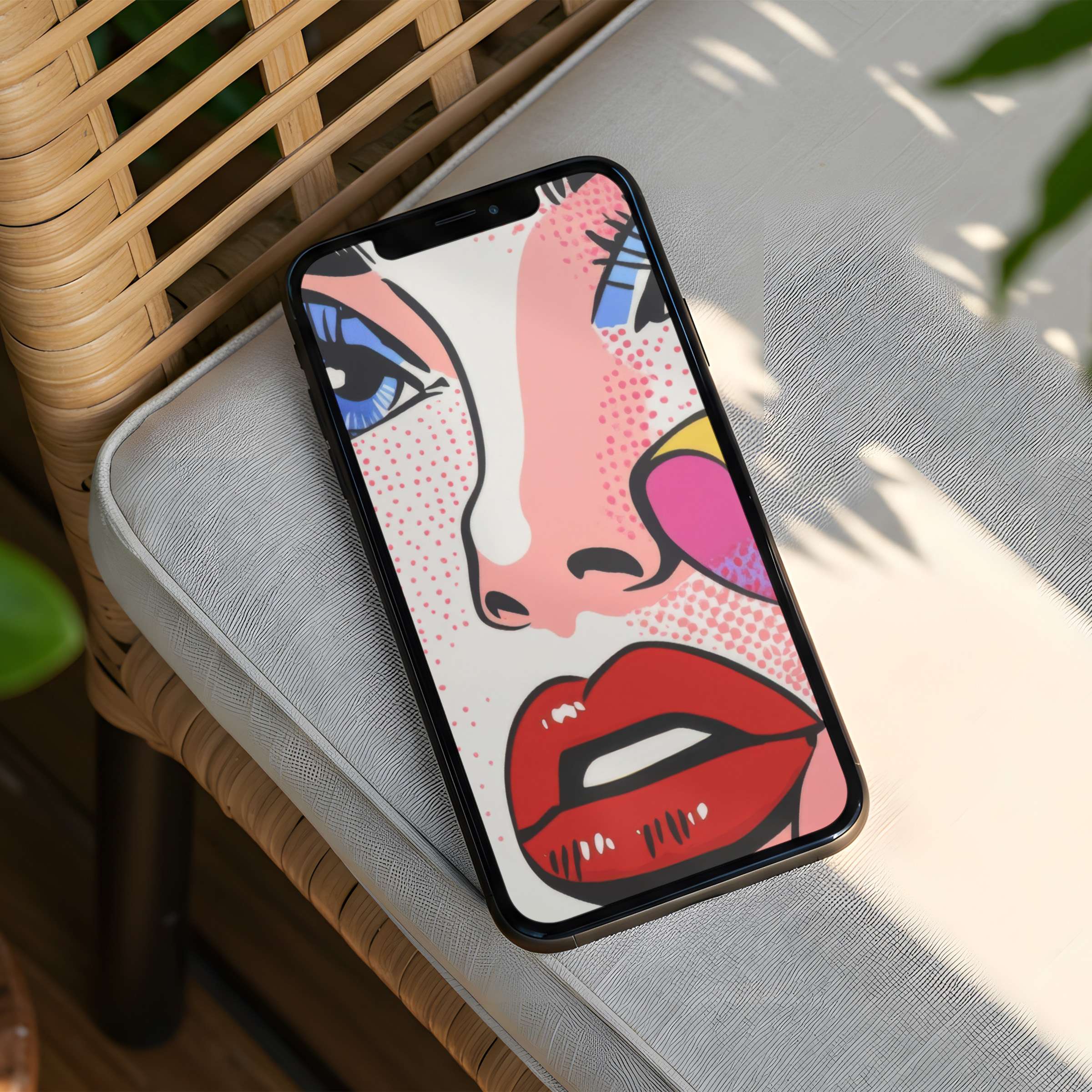 Vibrant pop art face iPhone background for instant download on your phone brings elegance and inspiration to any device