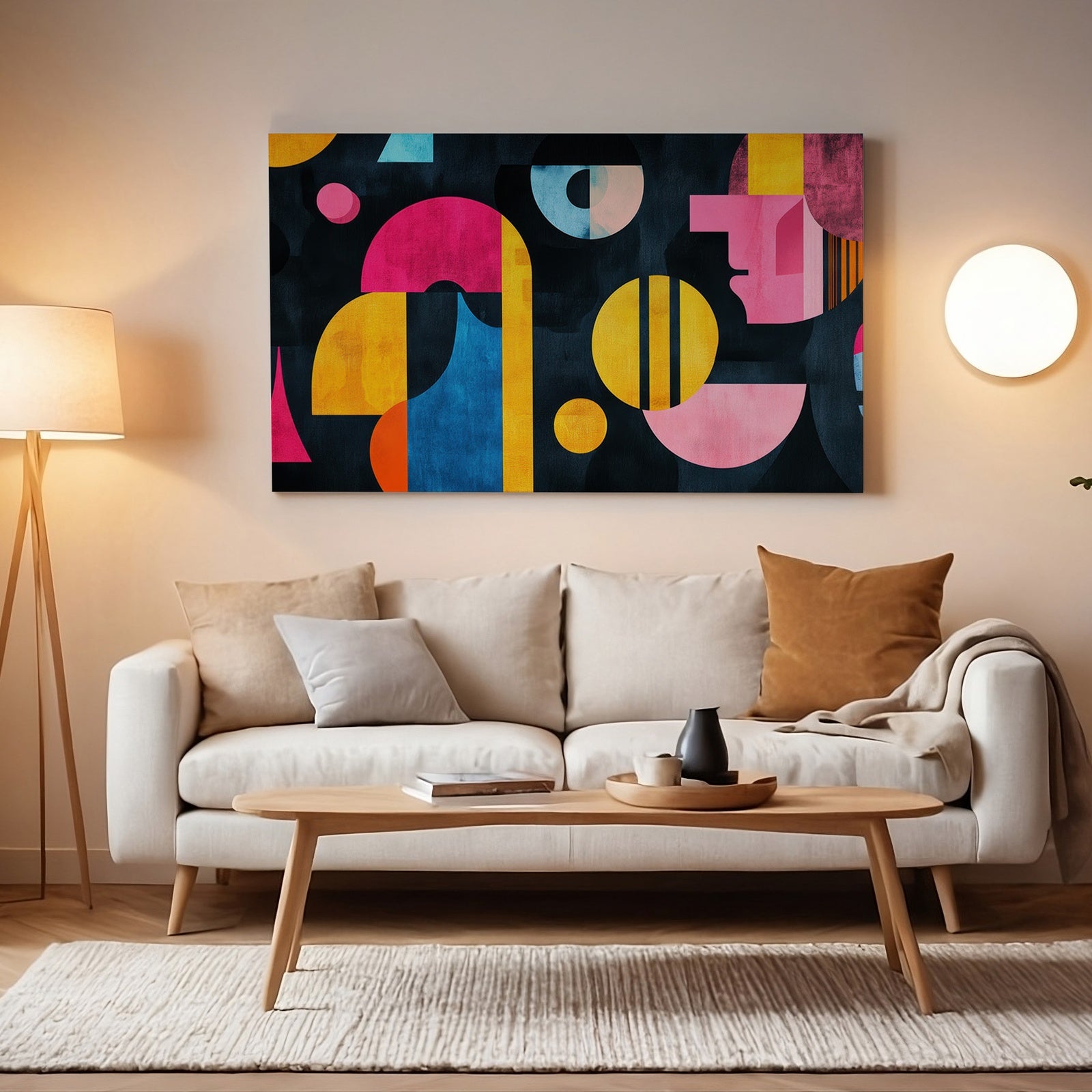 Modern Digital Art Print in Minimalist Living Room