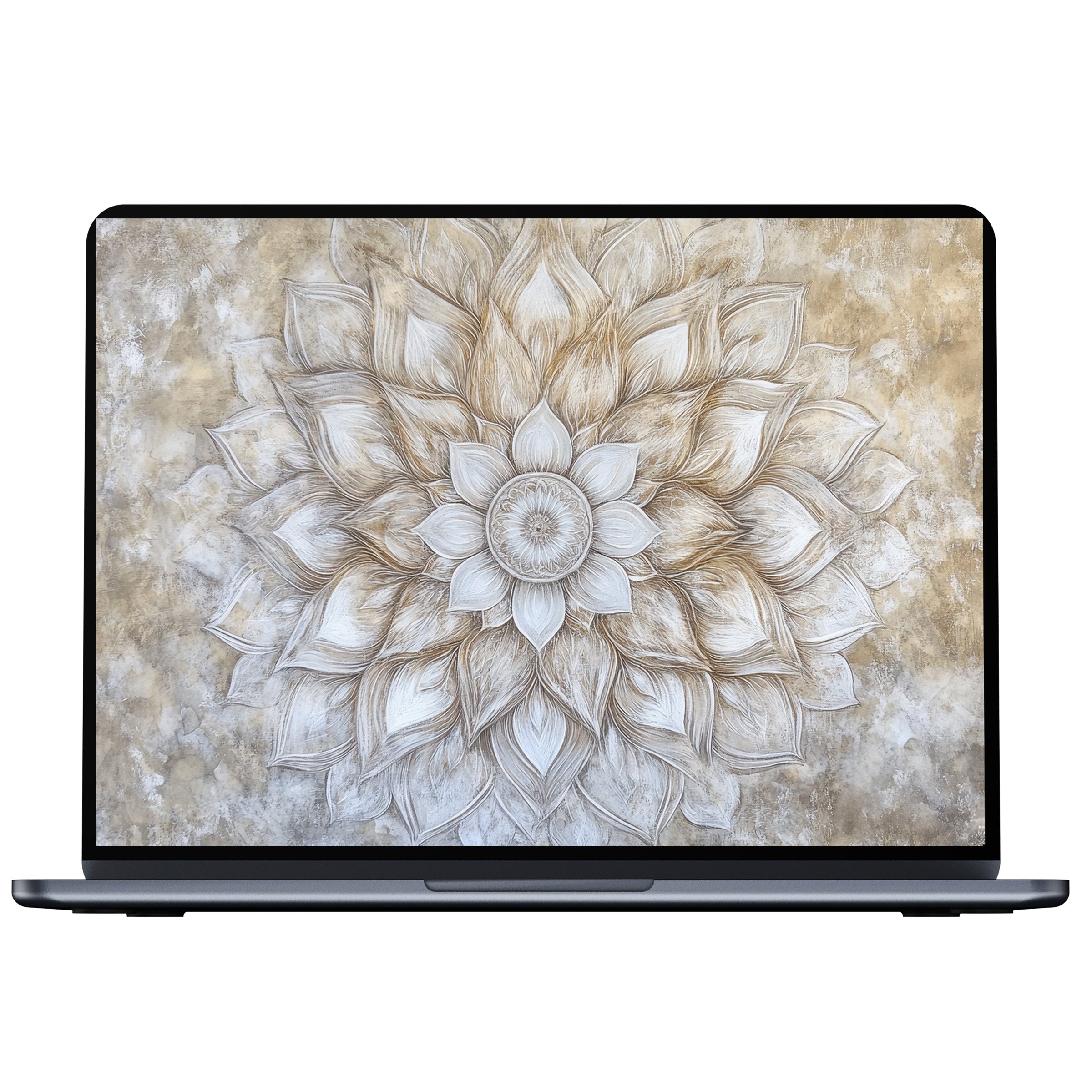 Elegant neutral desktop wallpaper featuring a detailed mandala design in earthy tones offers calm inspiration for PC and laptop screens