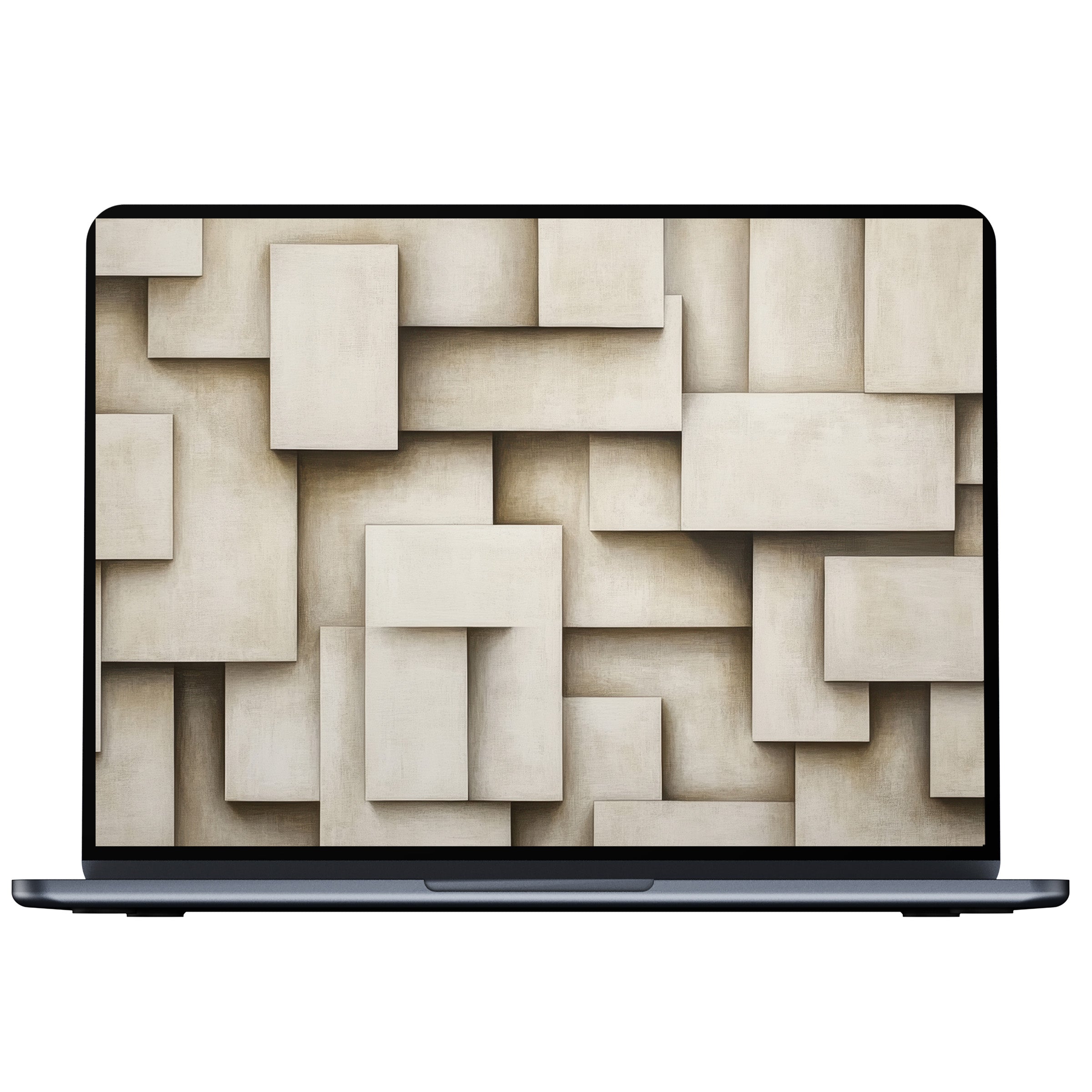 Neutral desktop wallpaper digital download with layered beige geometric blocks, offering calm elegance for PC and laptop screens