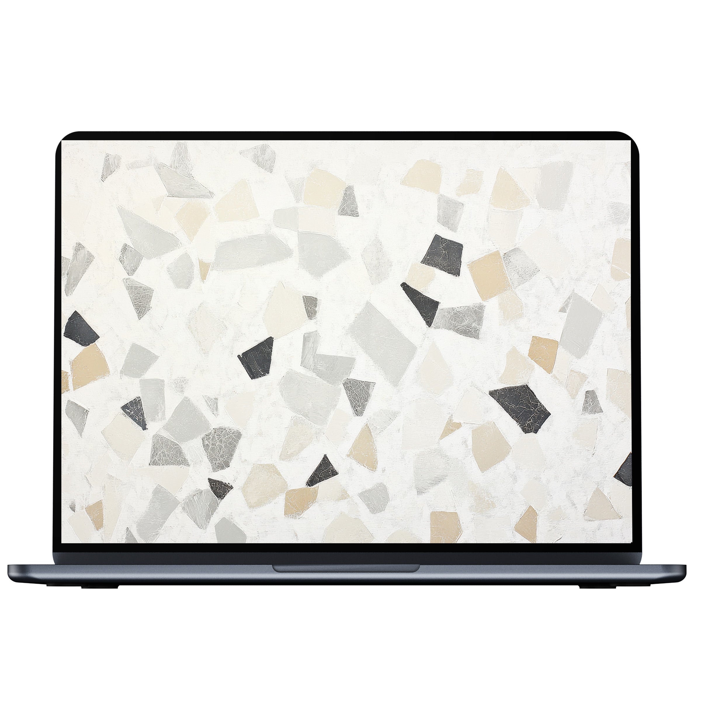 Neutral desktop wallpaper for PC and laptop featuring elegant mosaic patterns in soft beige and gray tones digital download