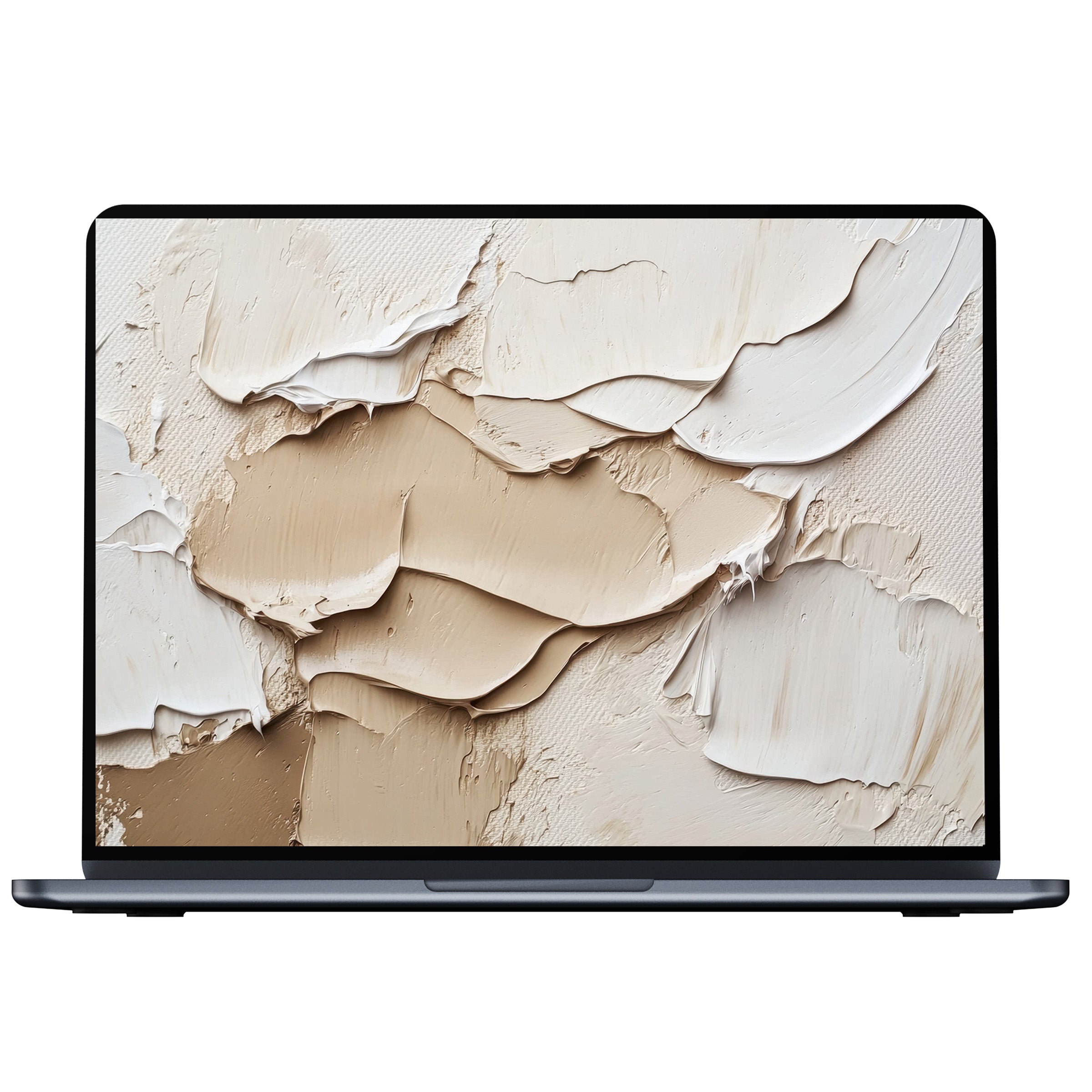 Neutral desktop wallpaper in soothing beige and cream textures for PC or laptop digital download, fostering calm and elegance